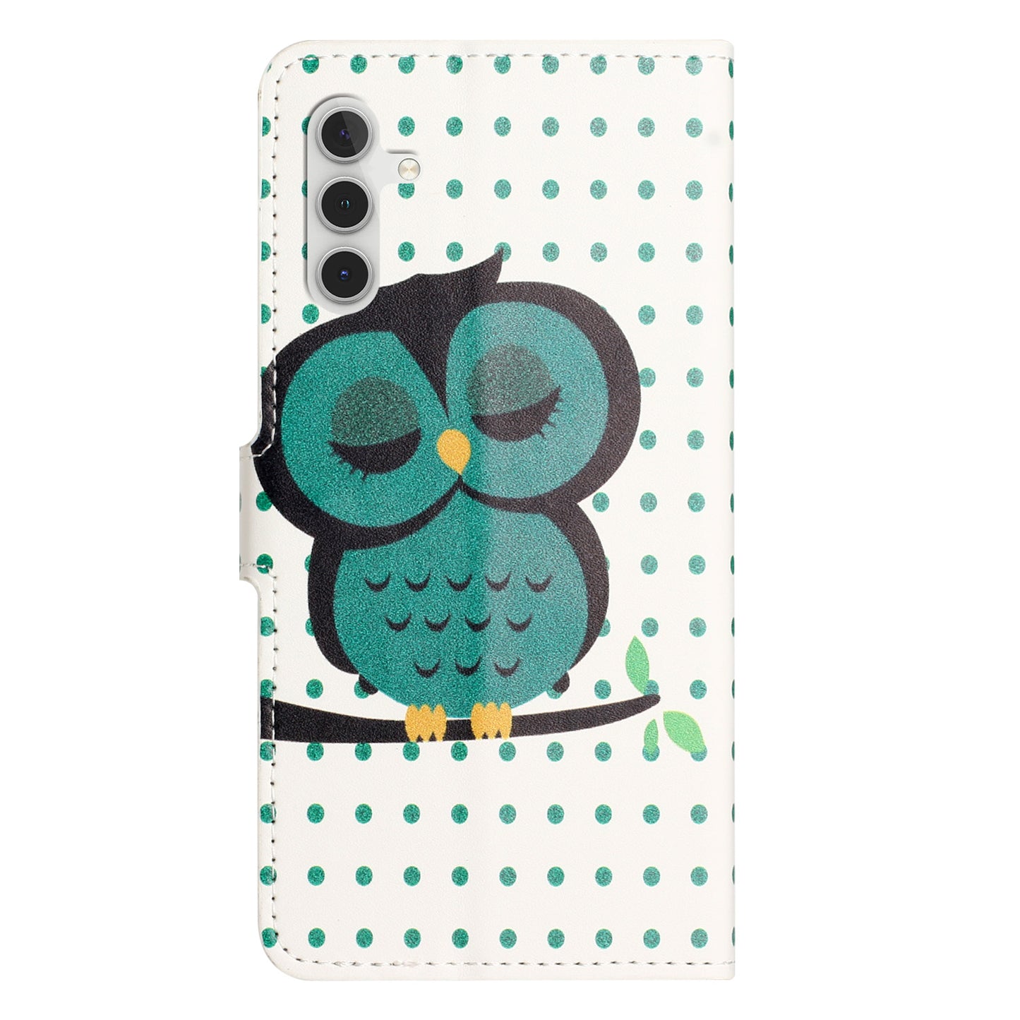 For Samsung Galaxy S24 Case PU Leather Drop-proof Phone Case with Wallet - Dots / Owl