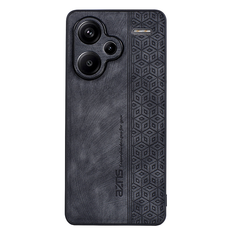 AZNS For Xiaomi Redmi Note 13 Pro+ 5G Case Imprinted PU Leather + TPU Cell Phone Cover - Black