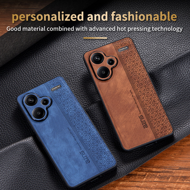 AZNS For Xiaomi Redmi Note 13 Pro+ 5G Case Imprinted PU Leather + TPU Cell Phone Cover - Black