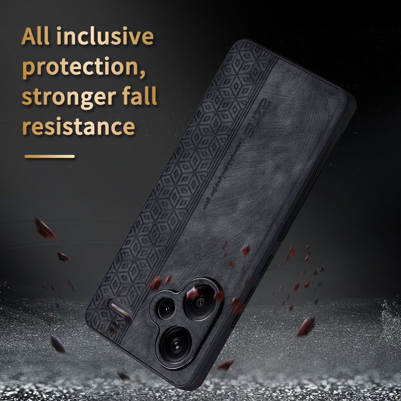 AZNS For Xiaomi Redmi Note 13 Pro+ 5G Case Imprinted PU Leather + TPU Cell Phone Cover - Black