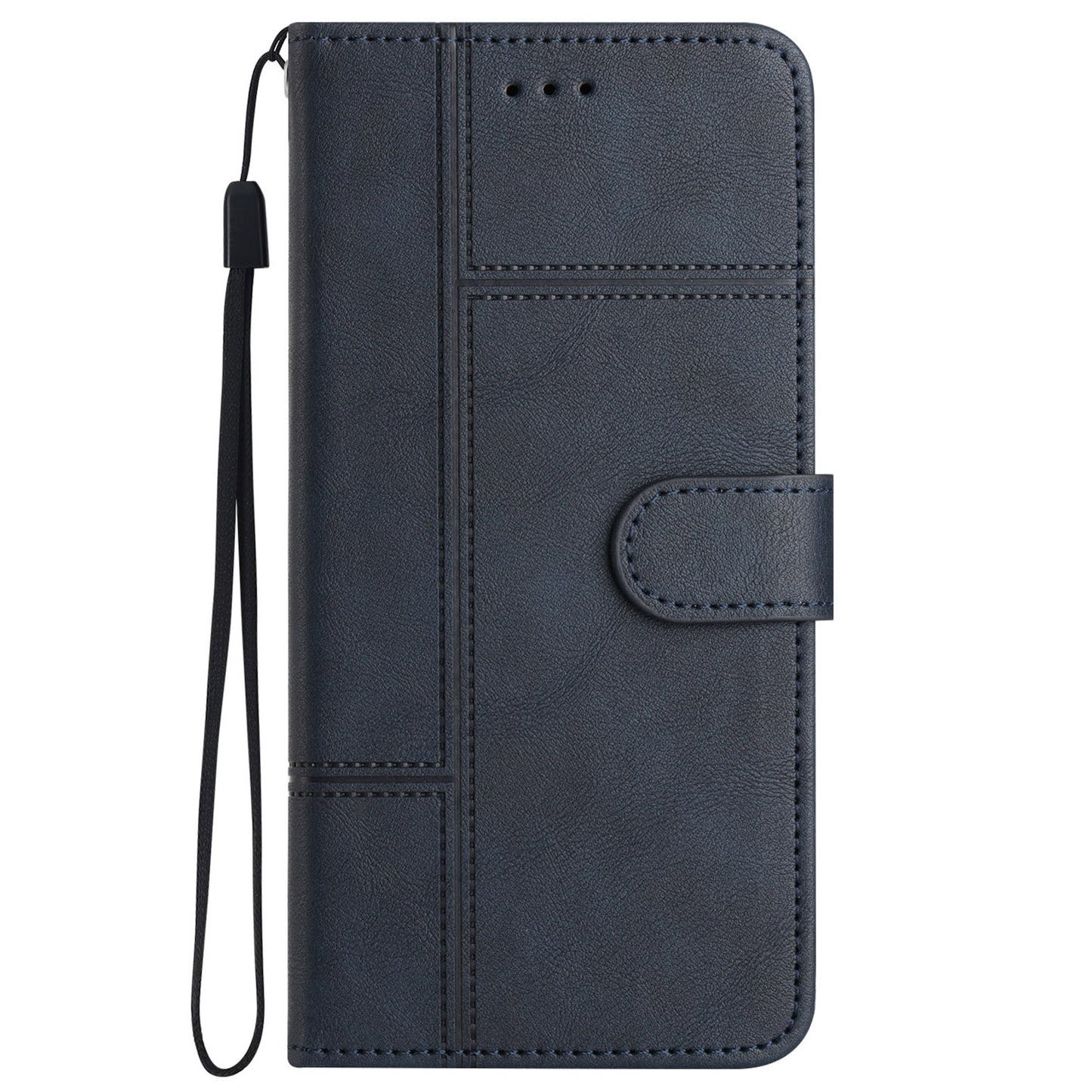 For Samsung Galaxy S24+ Leather Case Line Imprinted Flip Stand Phone Wallet Cover - Blue