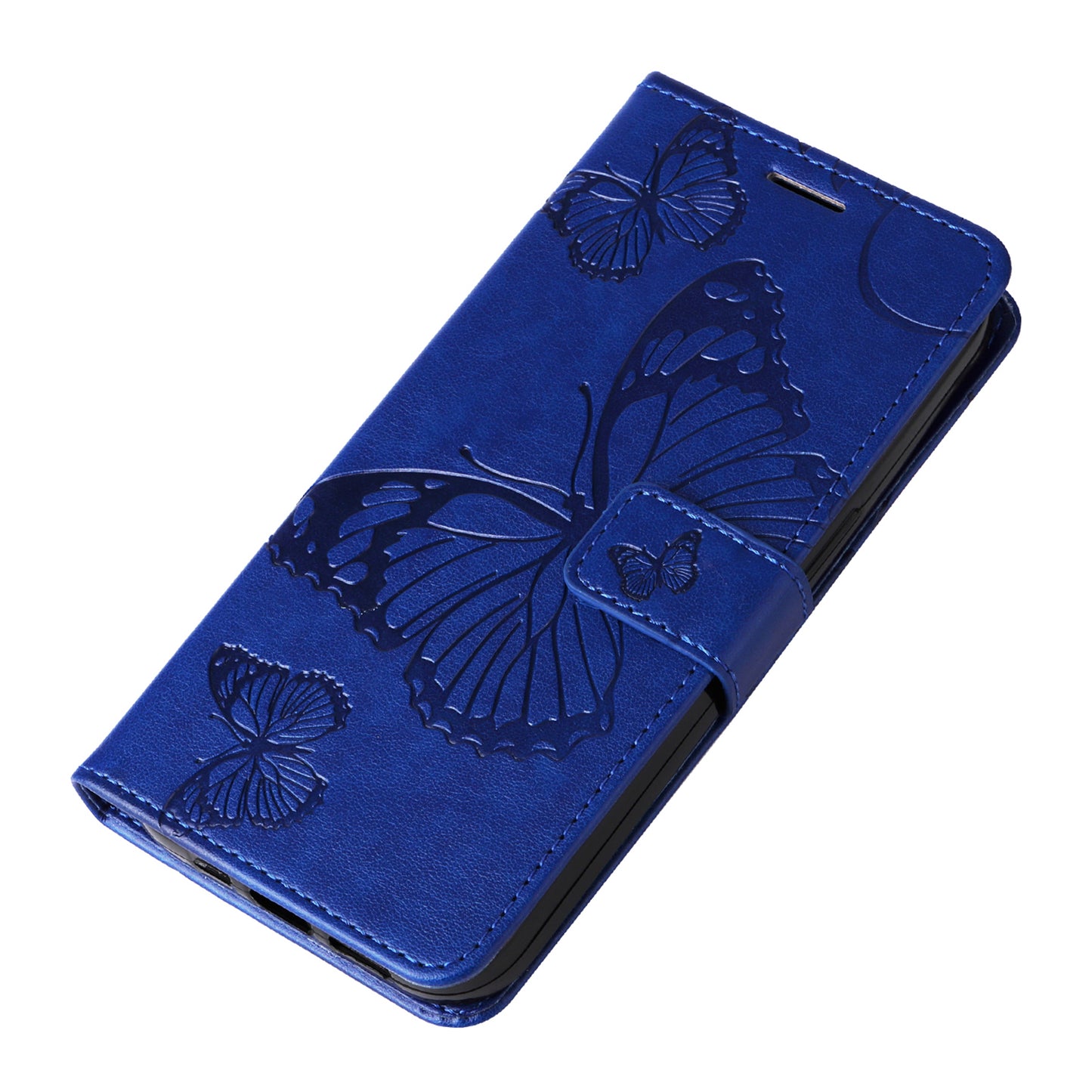 KT Imprinting Flower Series-2 For Xiaomi Redmi Note 13 Pro+ Case Butterfly Imprint Wallet Stand PU Leather Smart Phone Cover - Blue