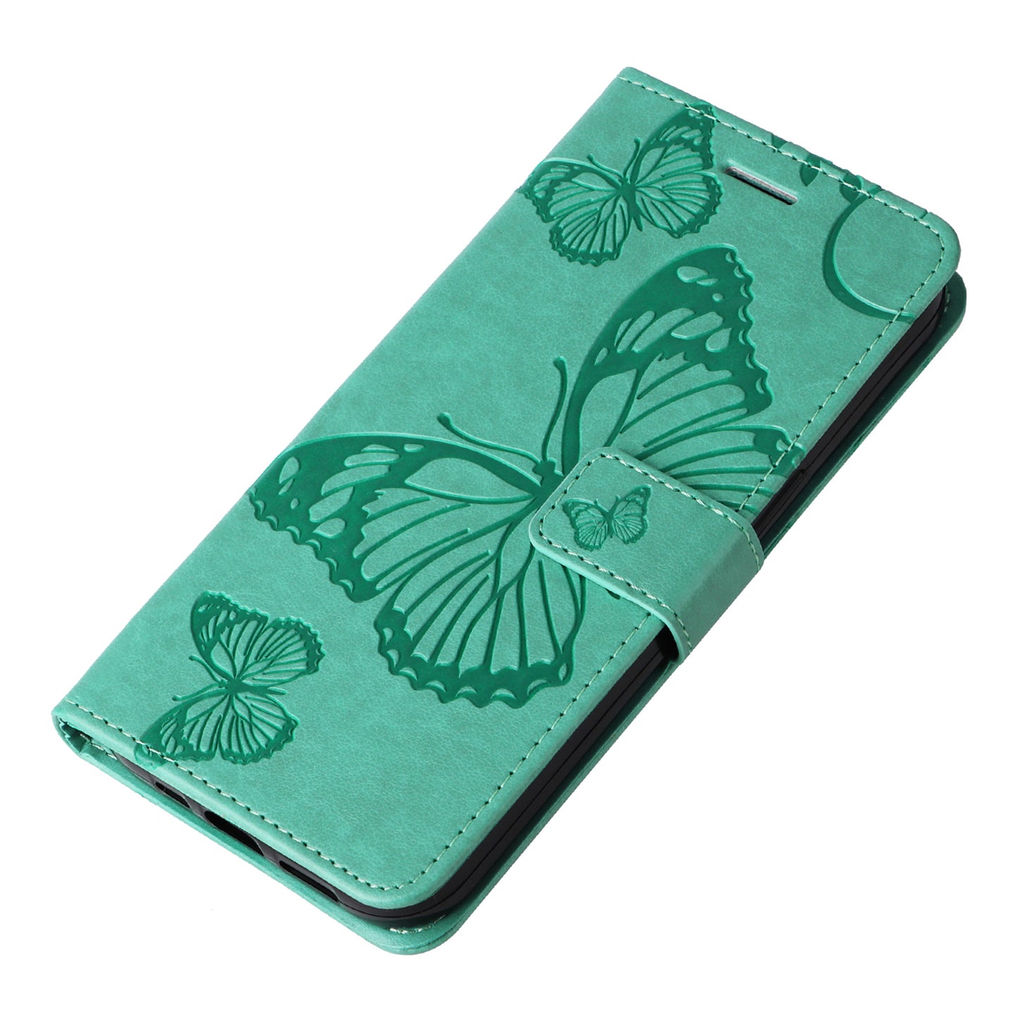 KT Imprinting Flower Series-2 For Xiaomi Redmi Note 13 Pro+ Case Butterfly Imprint Wallet Stand PU Leather Smart Phone Cover - Green