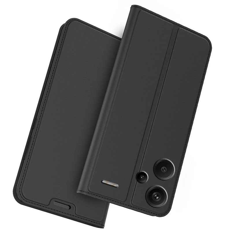 For Xiaomi Redmi Note 13 Pro+ 5G Case Stand PU Leather Mobile Phone Cover with Card Slot - Black