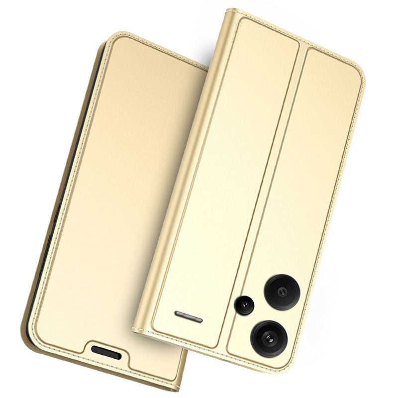 For Xiaomi Redmi Note 13 Pro+ 5G Case Stand PU Leather Mobile Phone Cover with Card Slot - Gold
