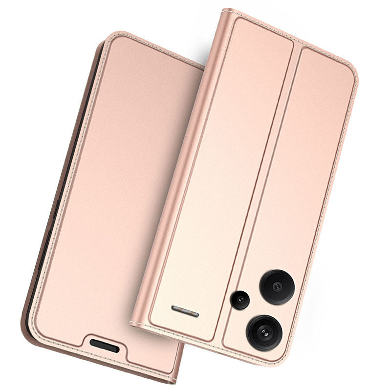 For Xiaomi Redmi Note 13 Pro+ 5G Case Stand PU Leather Mobile Phone Cover with Card Slot - Rose Gold