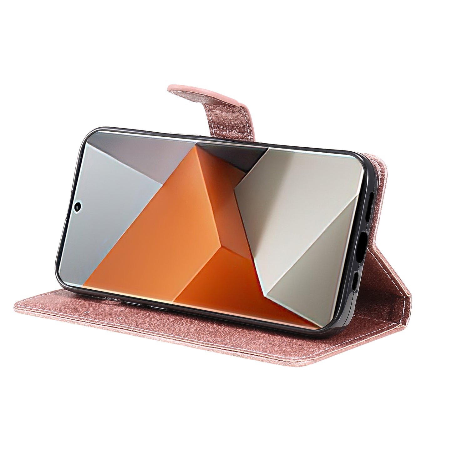KT Leather Series-2 For Xiaomi Redmi Note 13 Pro+ 5G Case Solid Color Leather Magnetic Closure Phone Cover - Rose Gold