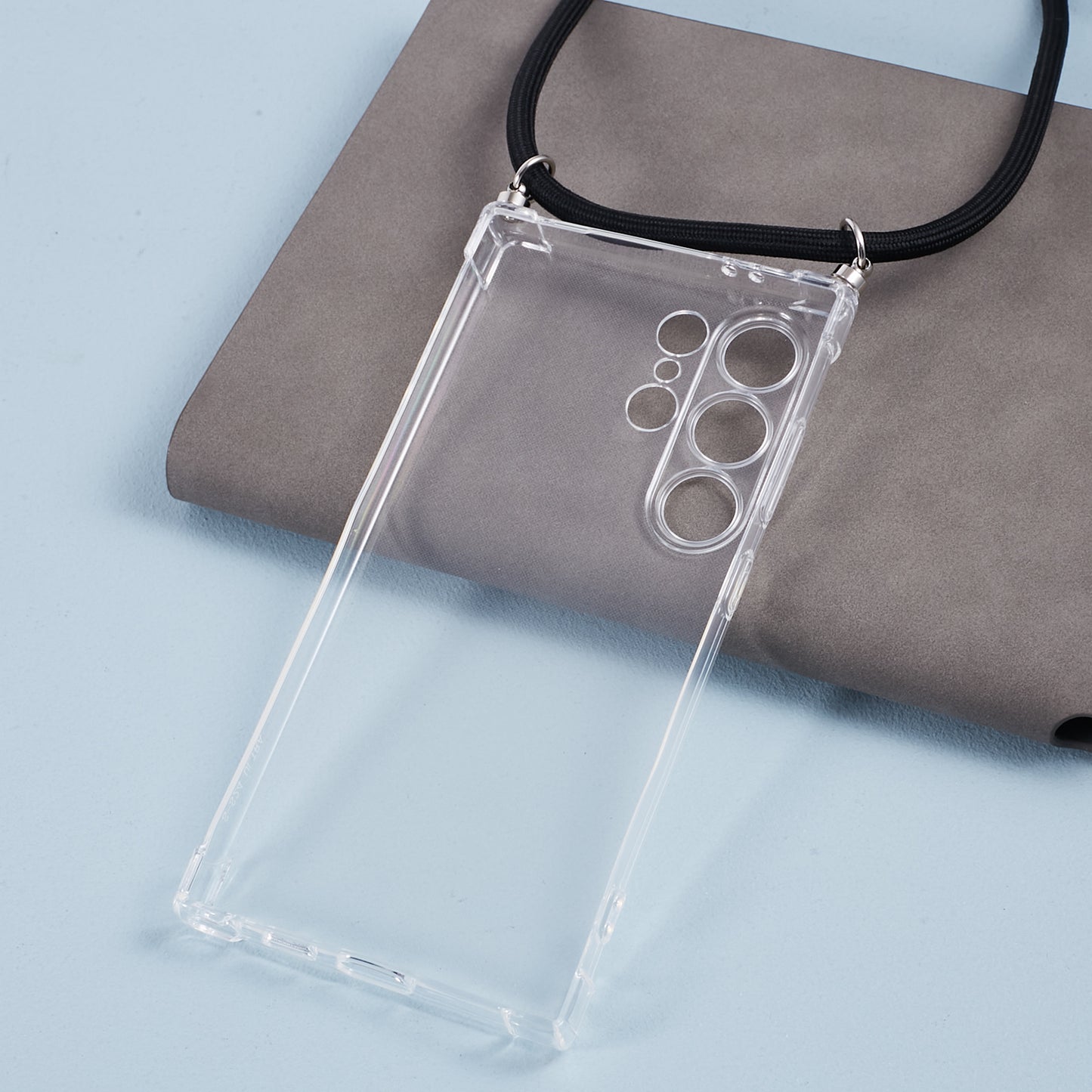 For Samsung Galaxy S24 Ultra Clear Case Anti-scratch TPU Phone Cover with Lanyard