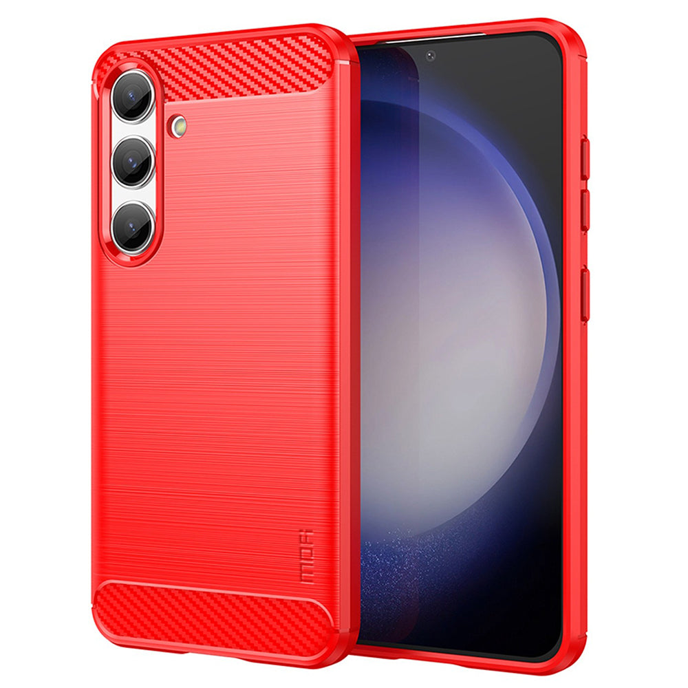 MOFI JK TPU Series-1 For Samsung Galaxy S24 Carbon Fiber Texture Slim-Fit Case TPU Cell Phone Cover - Red
