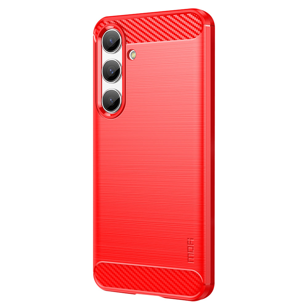 MOFI JK TPU Series-1 For Samsung Galaxy S24 Carbon Fiber Texture Slim-Fit Case TPU Cell Phone Cover - Red