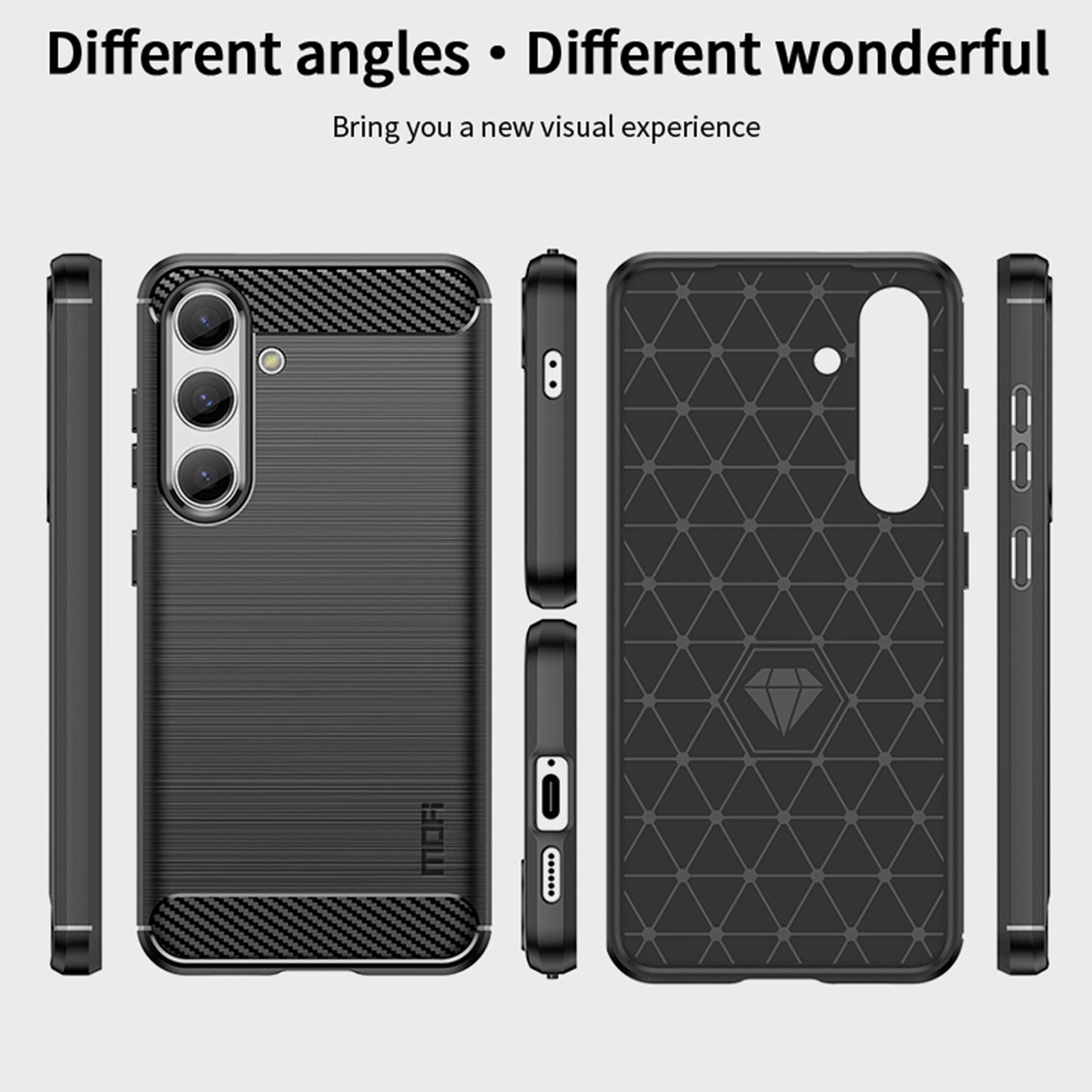 MOFI JK TPU Series-1 For Samsung Galaxy S24 Carbon Fiber Texture Slim-Fit Case TPU Cell Phone Cover - Red
