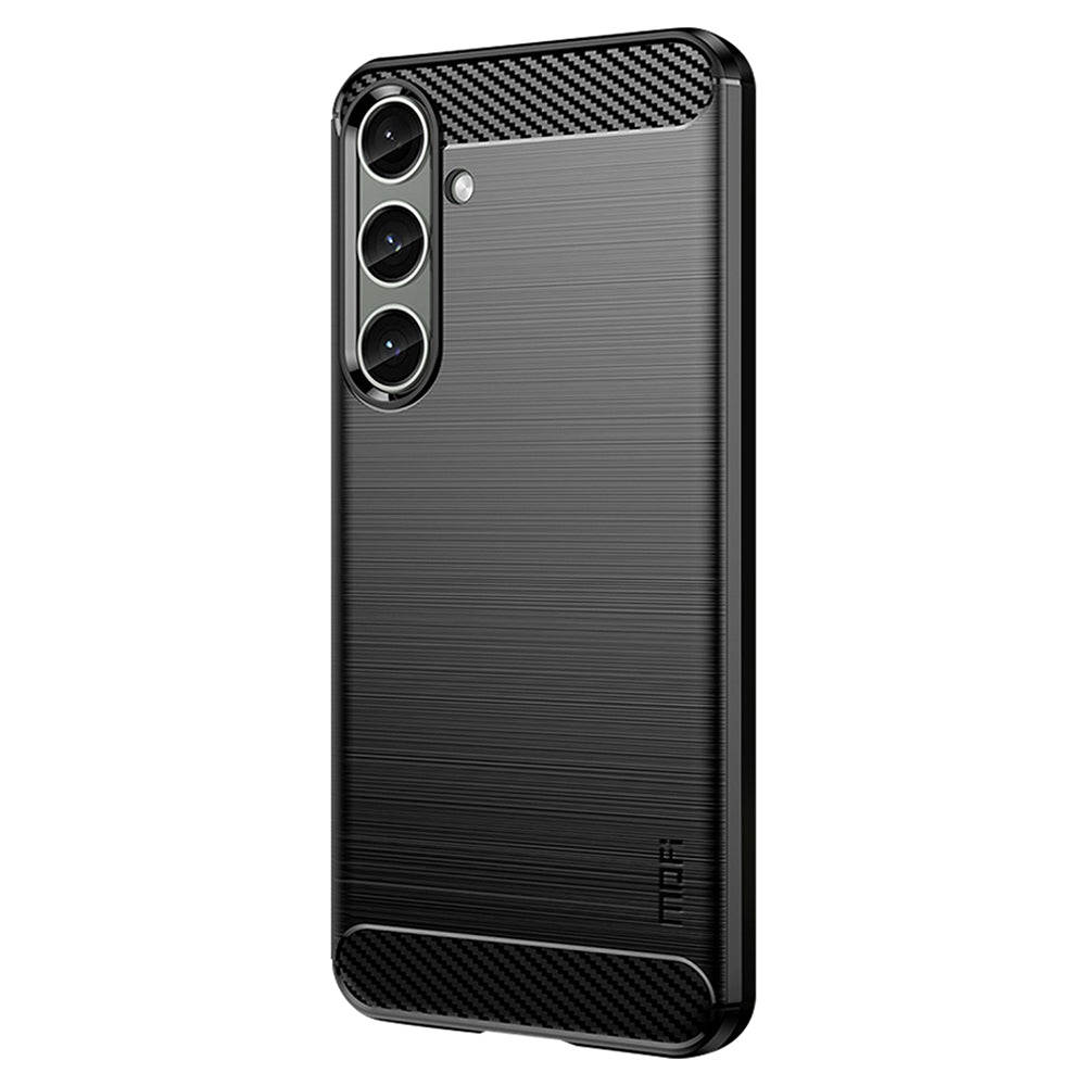 MOFI JK TPU Series-1 For Samsung Galaxy S24+ Slim-Fit TPU Case Carbon Fiber Texture Phone Cover - Black