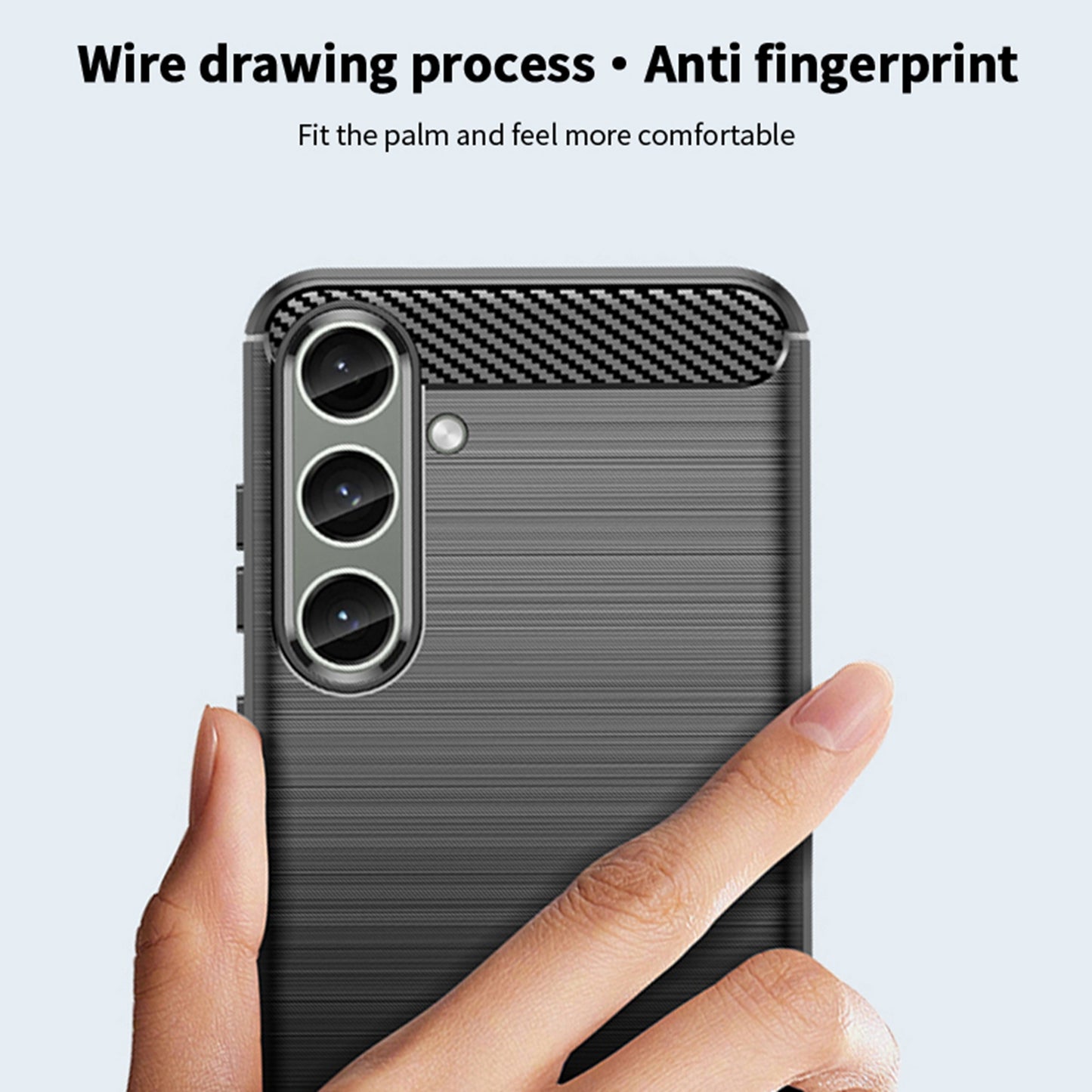 MOFI JK TPU Series-1 For Samsung Galaxy S24+ Slim-Fit TPU Case Carbon Fiber Texture Phone Cover - Blue