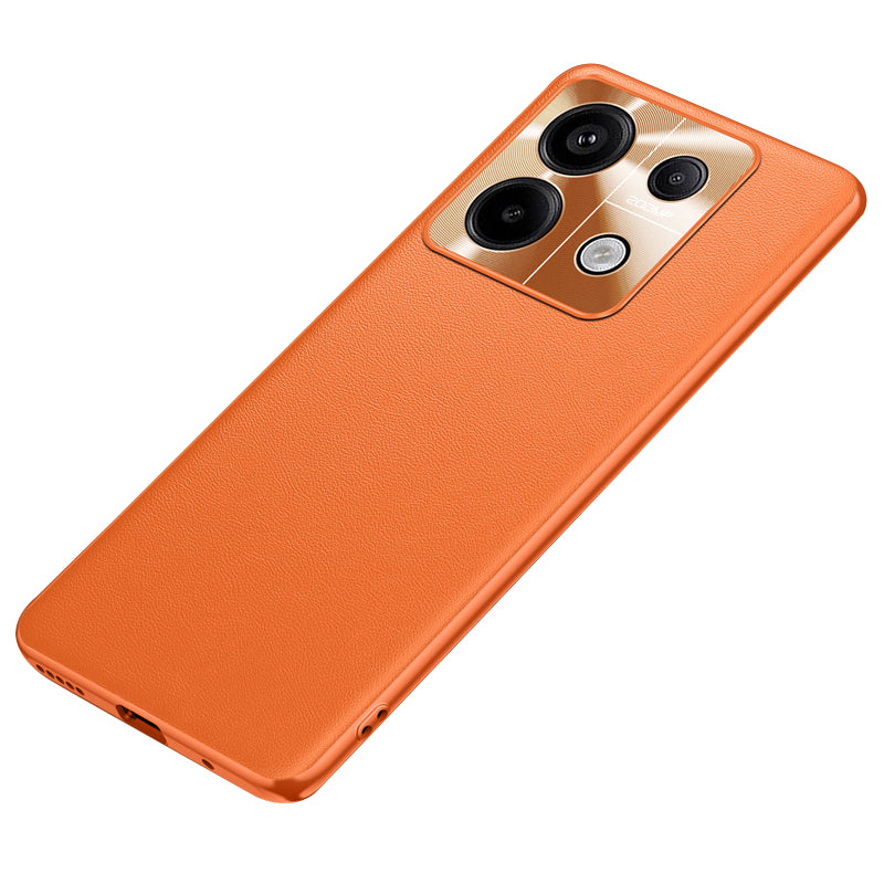 For Xiaomi Redmi Note 13 Pro 5G / Poco X6 5G Case PU Leather+TPU+PC Anti-Scratch Smart Phone Cover - Orange