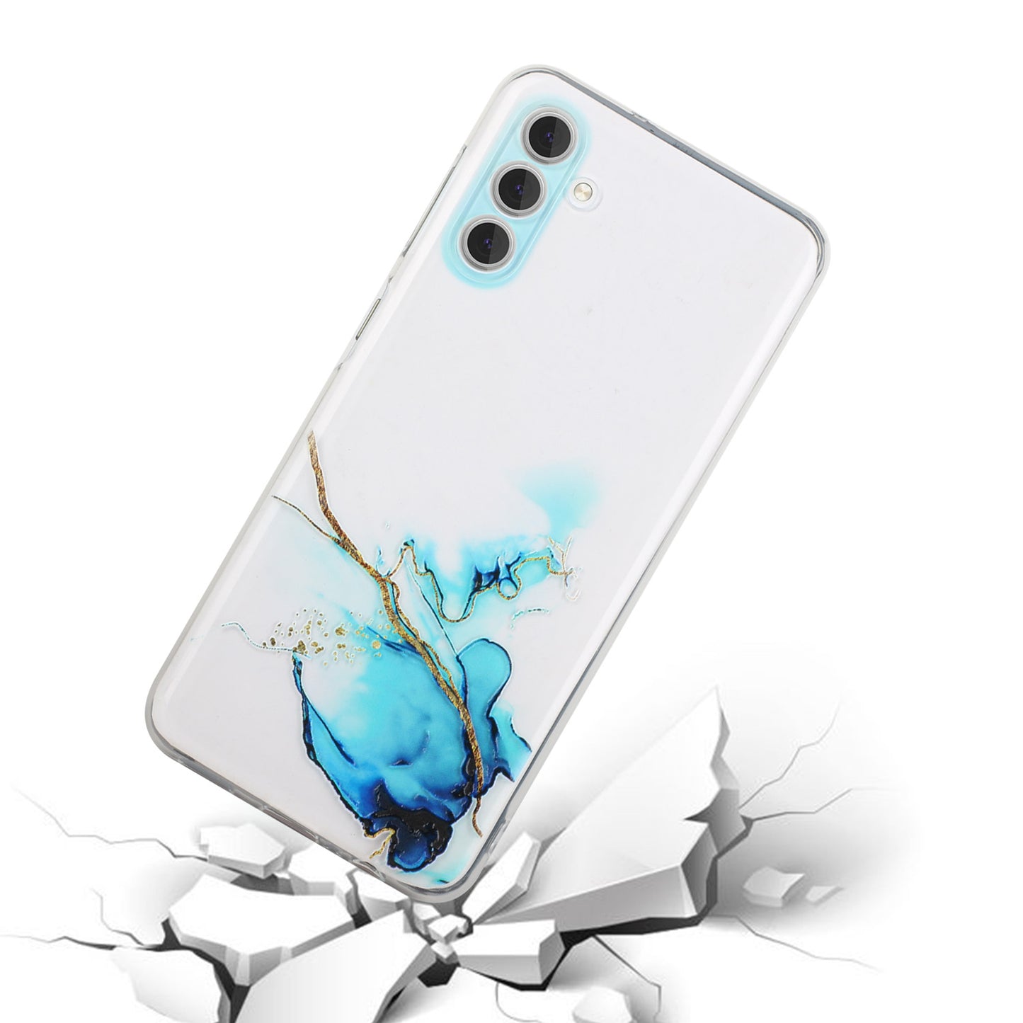 For Samsung Galaxy S24 Case Marble Pattern Shockproof TPU Phone Cover - Blue