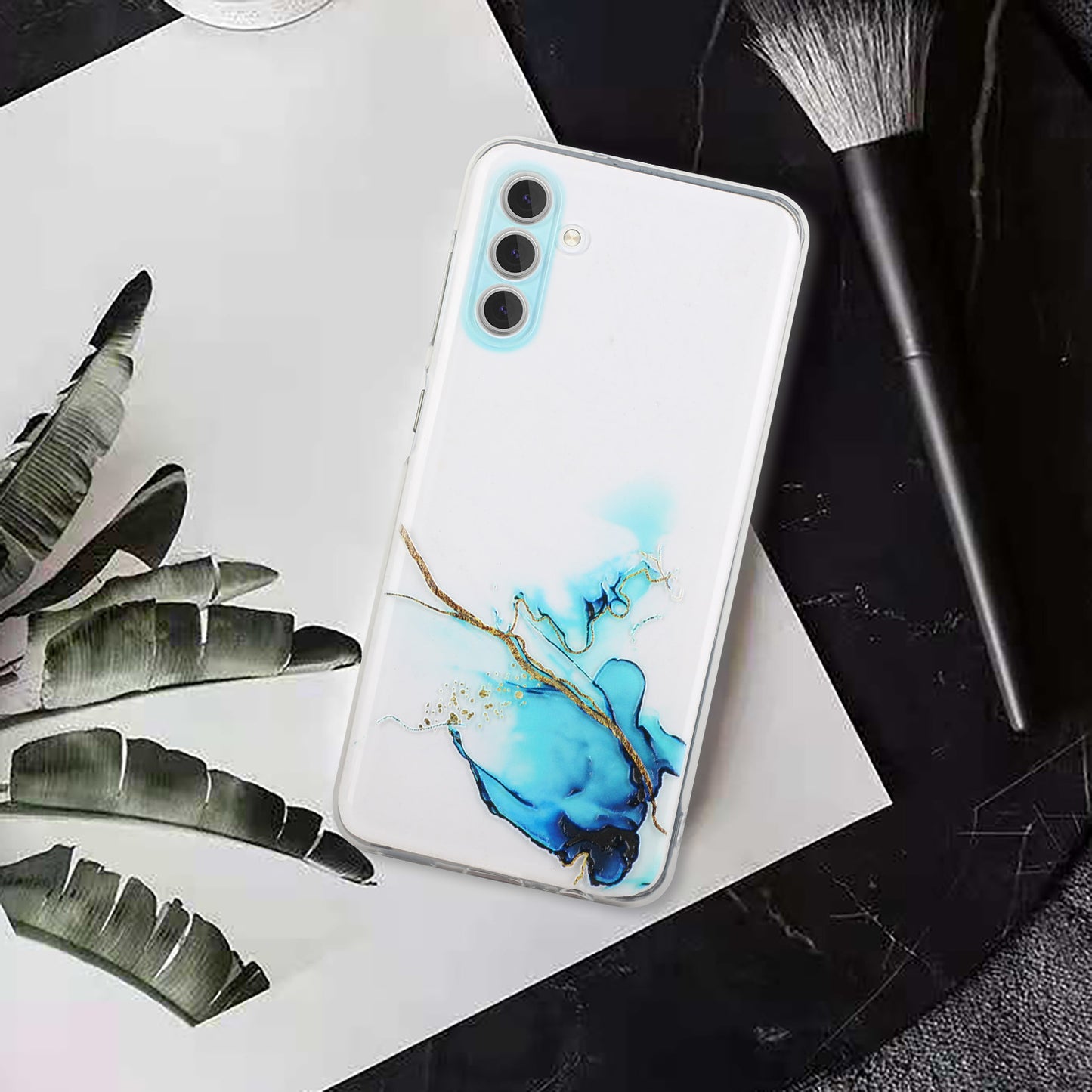 For Samsung Galaxy S24 Case Marble Pattern Shockproof TPU Phone Cover - Blue