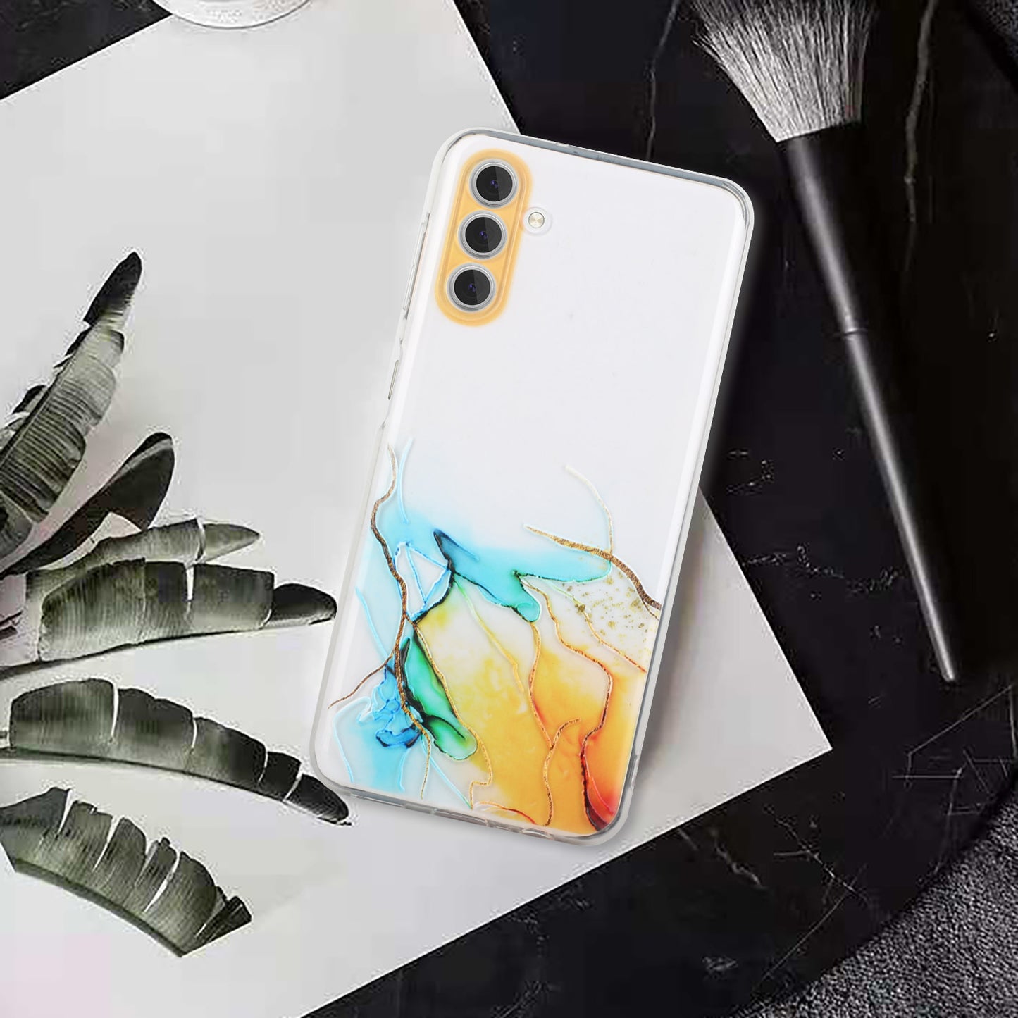 For Samsung Galaxy S24 Case Marble Pattern Shockproof TPU Phone Cover - Yellow