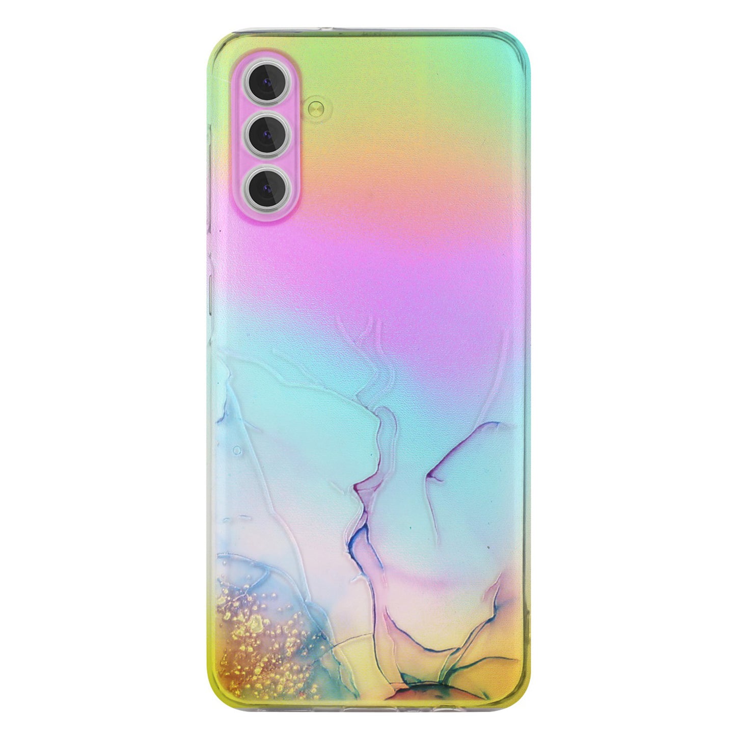 For Samsung Galaxy S24 TPU Case Laser Marble Pattern Embossing Phone Cover - Pink
