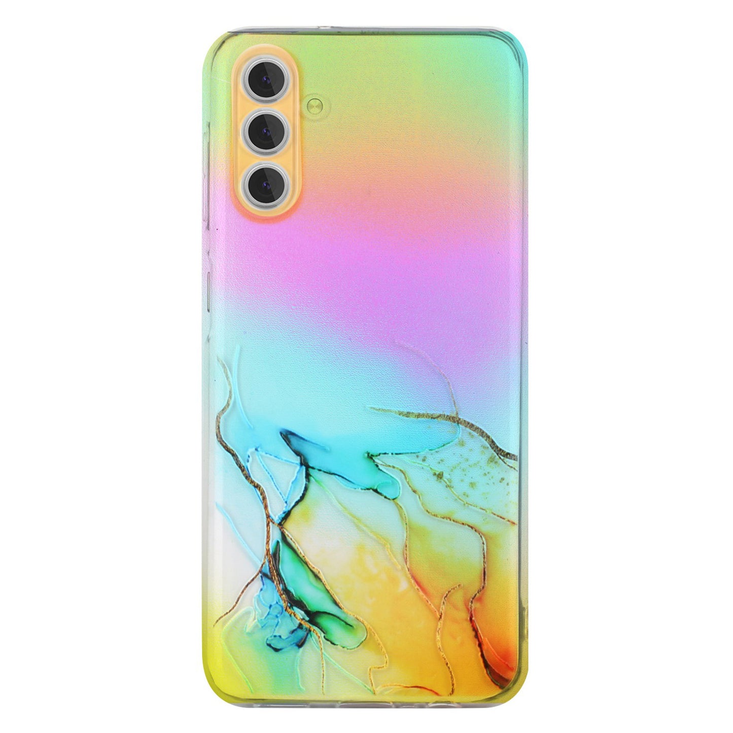 For Samsung Galaxy S24 TPU Case Laser Marble Pattern Embossing Phone Cover - Yellow