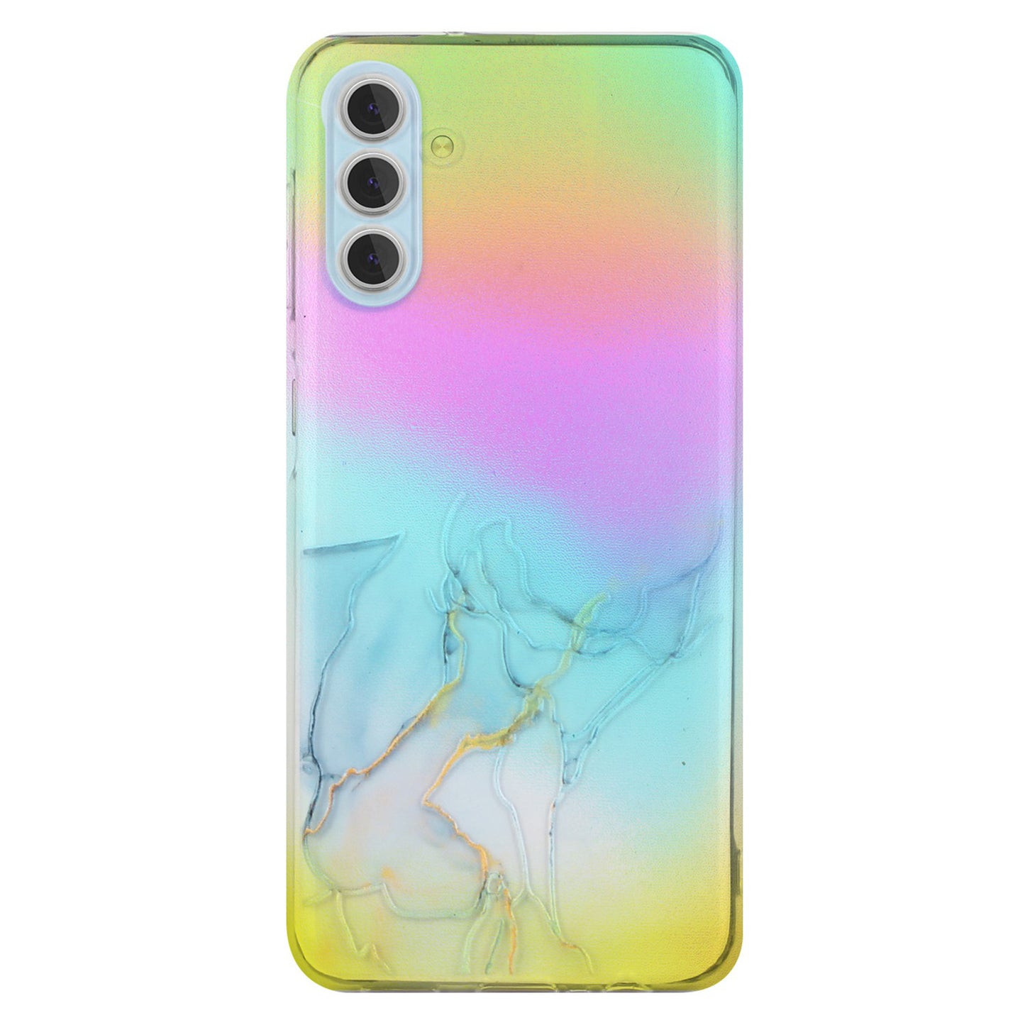 For Samsung Galaxy S24 TPU Case Laser Marble Pattern Embossing Phone Cover - Grey