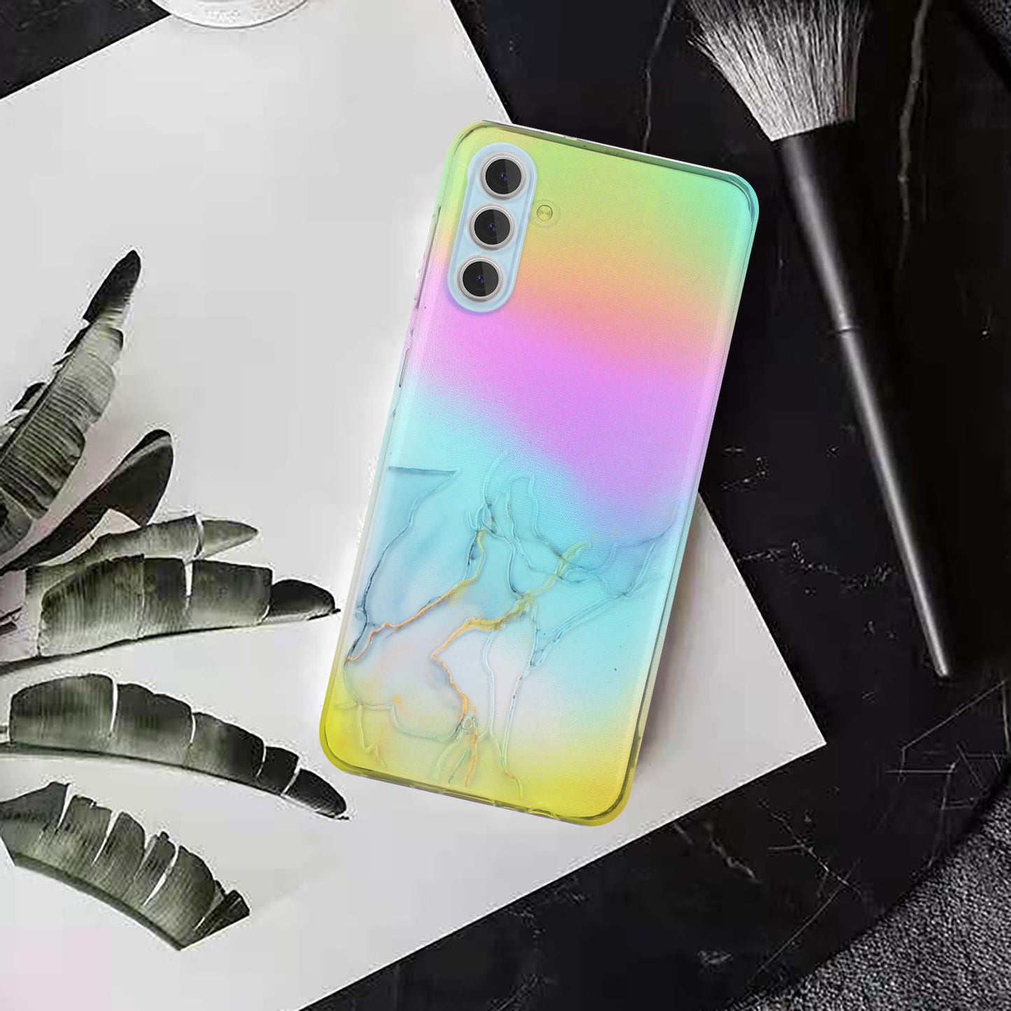 For Samsung Galaxy S24 TPU Case Laser Marble Pattern Embossing Phone Cover - Grey