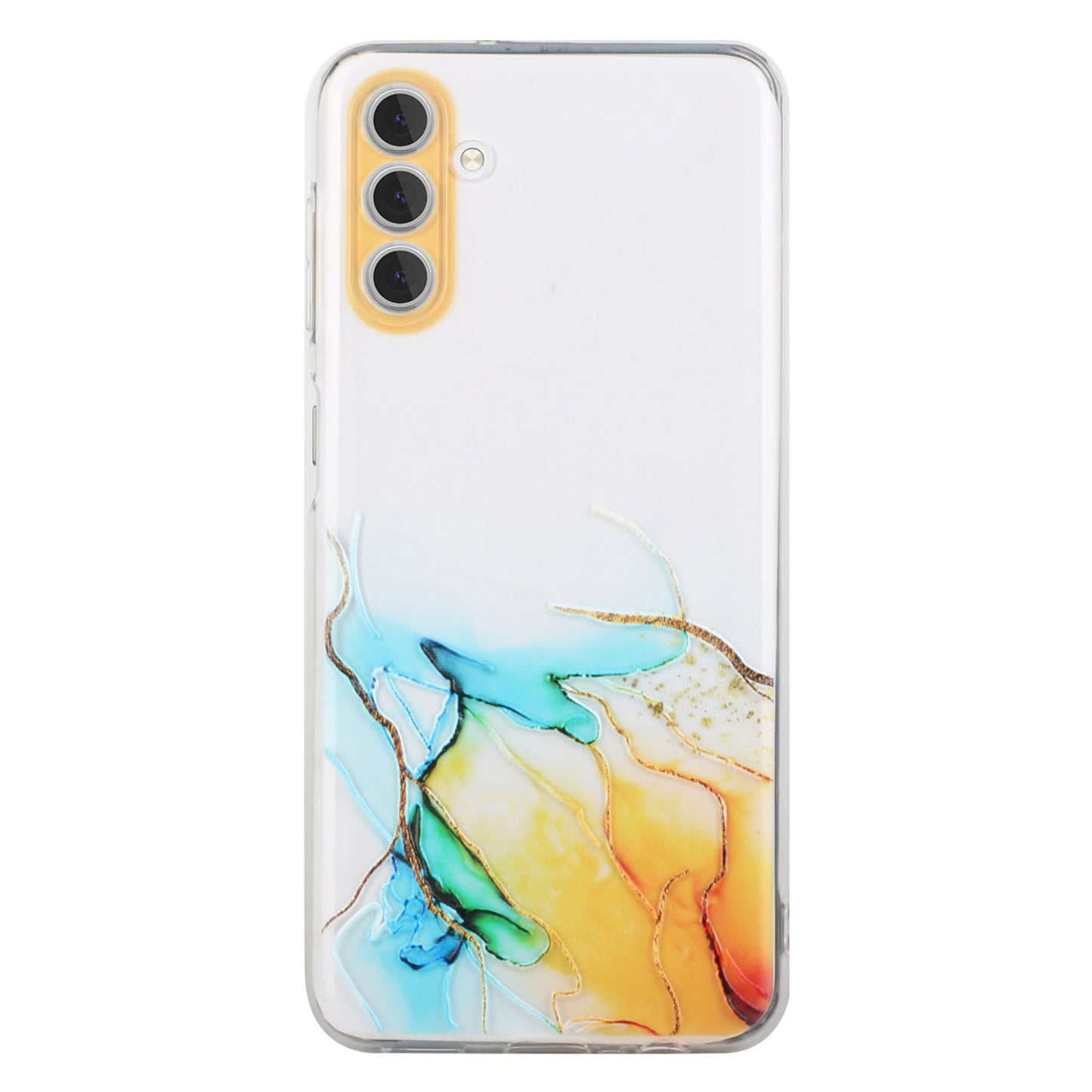 For Samsung Galaxy S24+ Case Marble Pattern Embossing TPU Phone Cover - Yellow