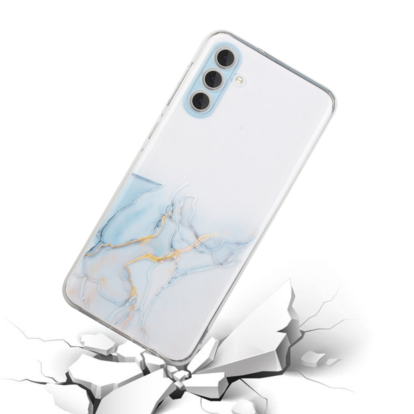 For Samsung Galaxy S24+ Case Marble Pattern Embossing TPU Phone Cover - Grey