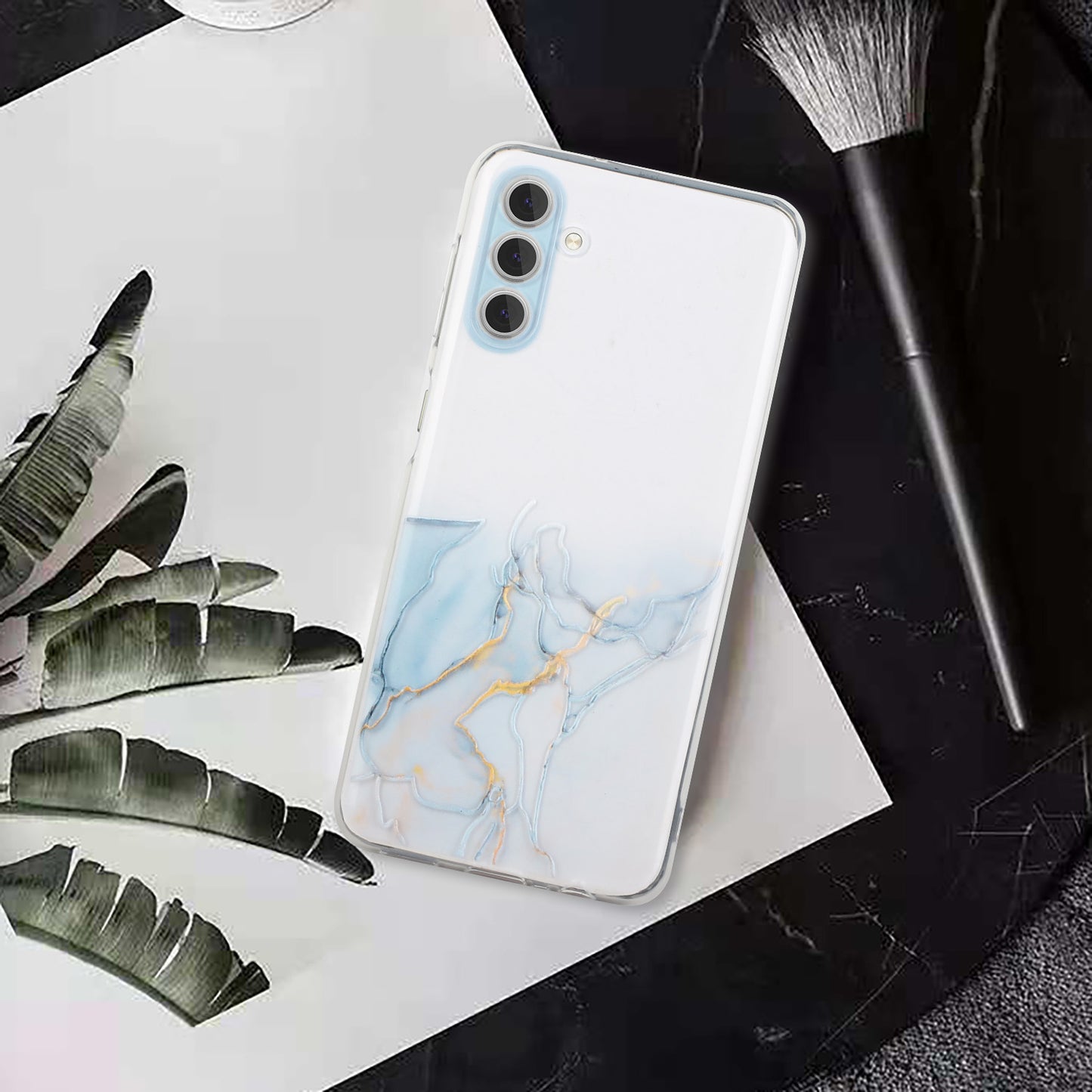 For Samsung Galaxy S24+ Case Marble Pattern Embossing TPU Phone Cover - Grey