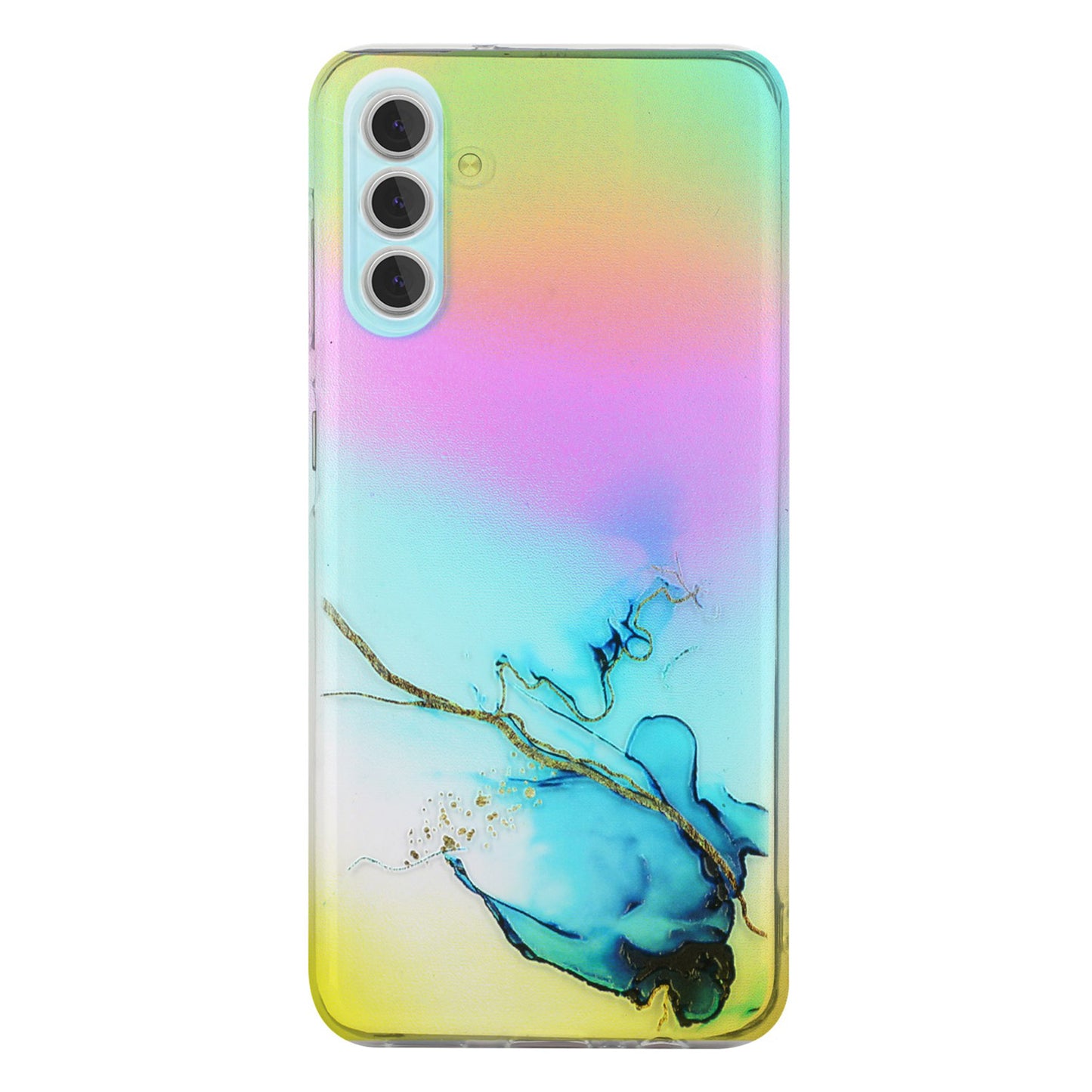 For Samsung Galaxy S24+ Case Marble Pattern Colorful Laser TPU Phone Cover - Blue