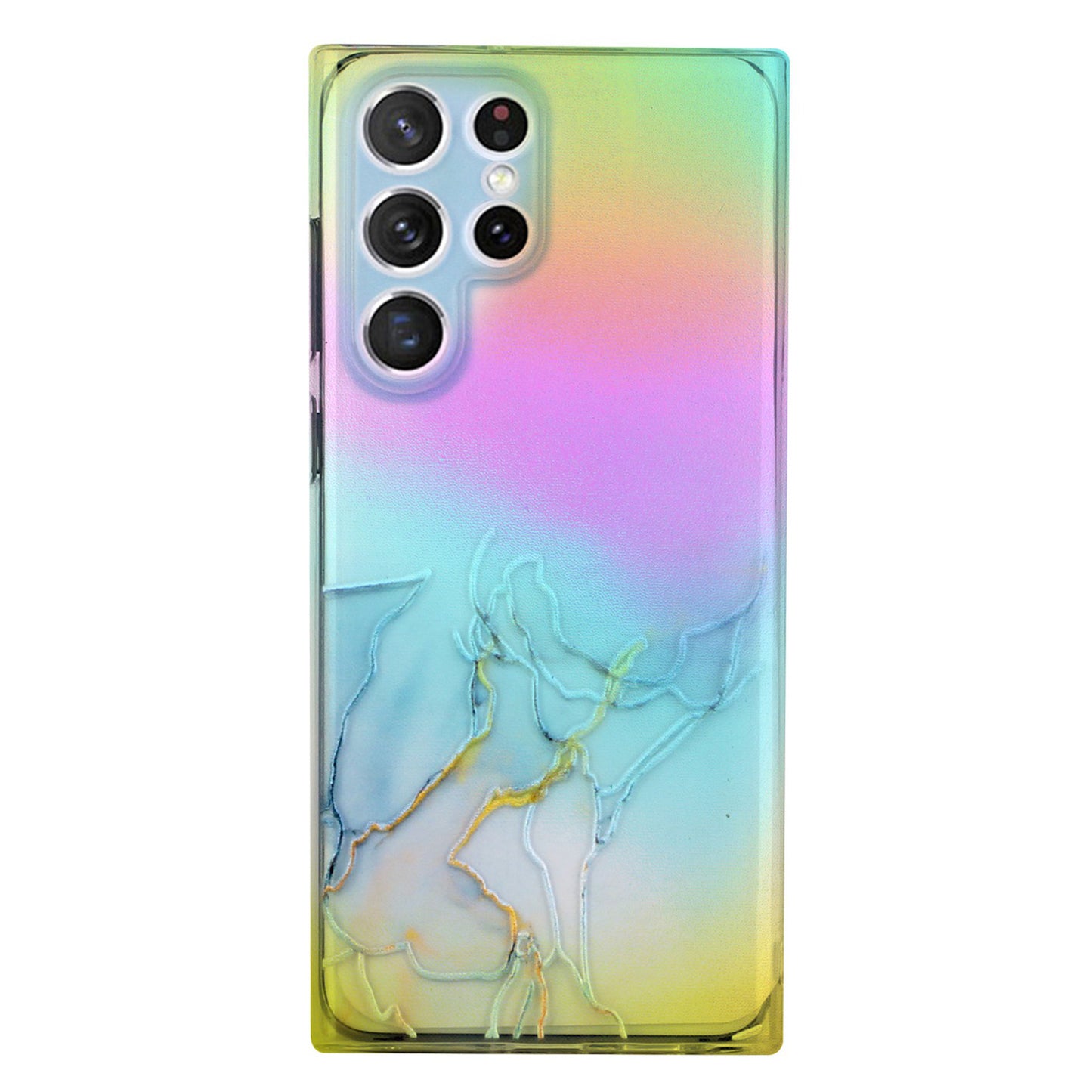 For Samsung Galaxy S24 Ultra TPU Case Marble Pattern Phone Cover with Colorful Laser - Grey