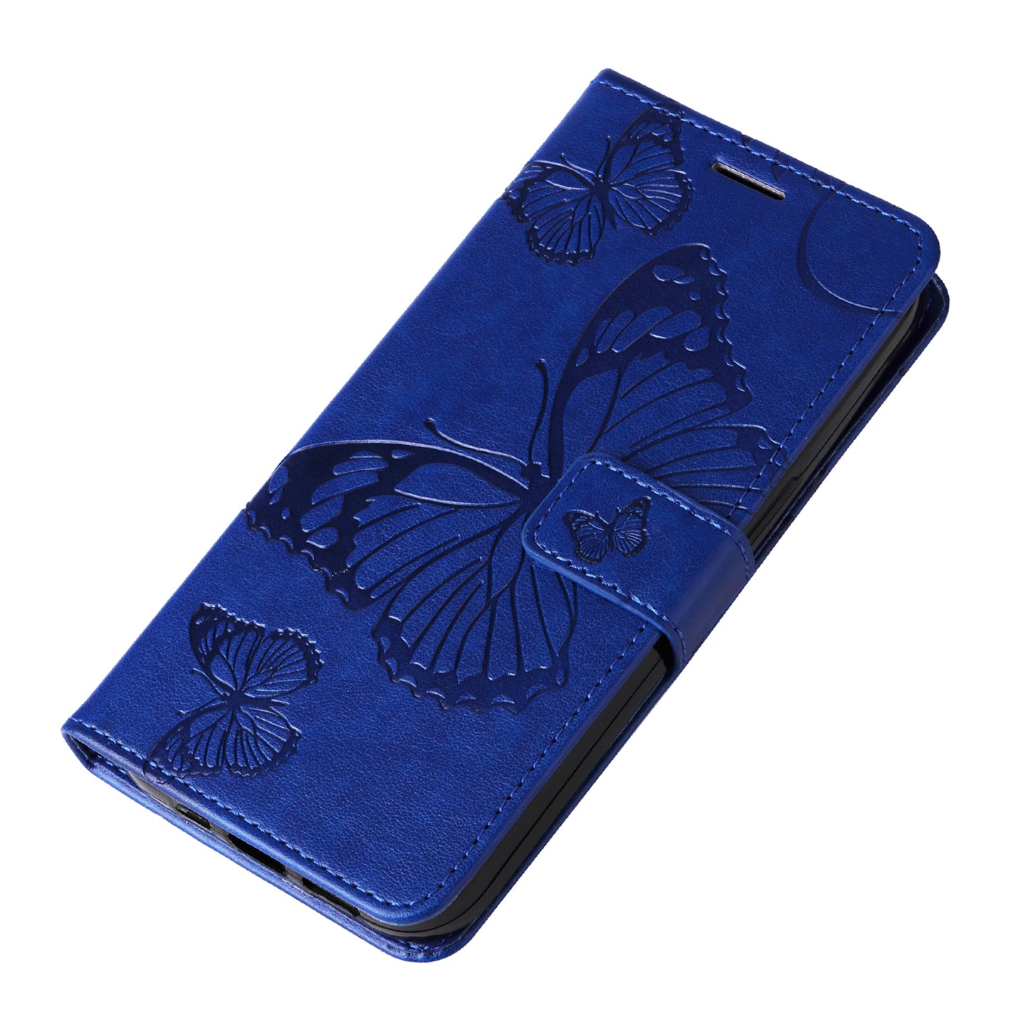 KT Imprinting Flower Series-2 For Samsung Galaxy S24 Ultra Case Butterfly Imprint Leather Phone Cover - Blue
