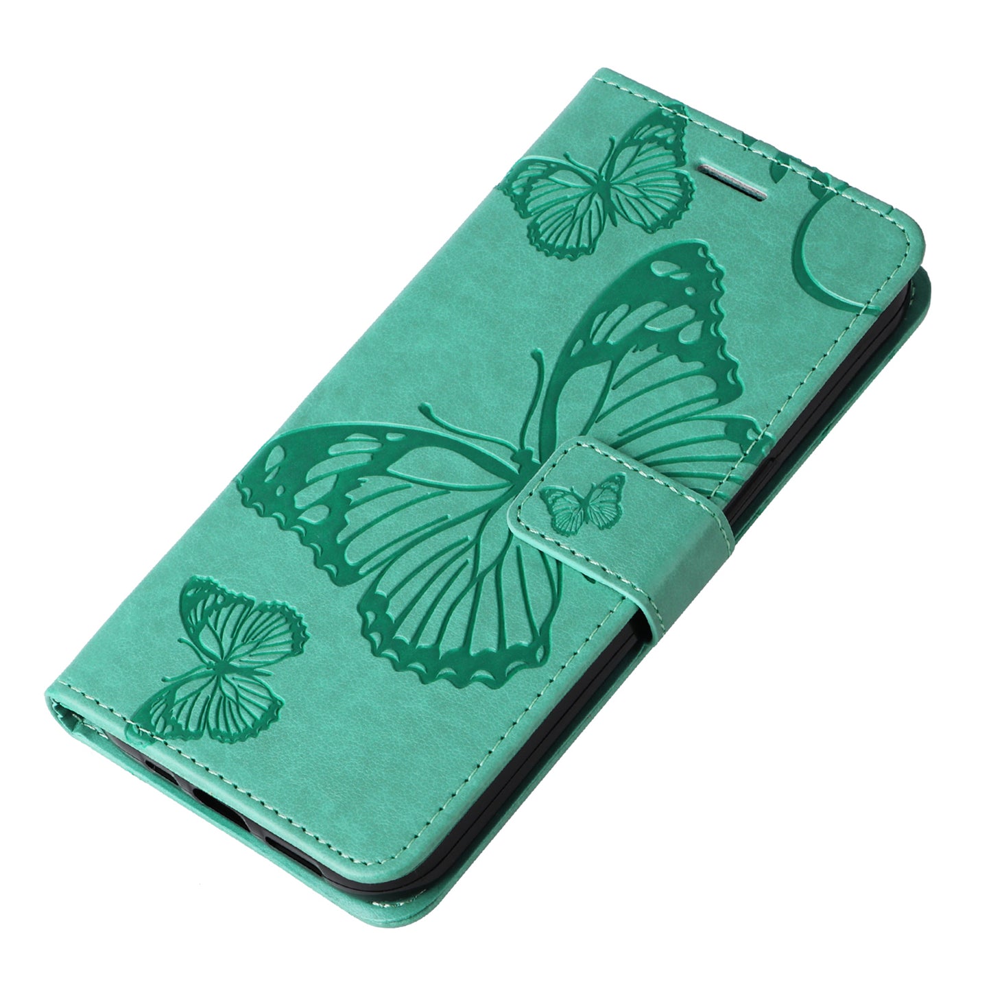 KT Imprinting Flower Series-2 For Samsung Galaxy S24 Ultra Case Butterfly Imprint Leather Phone Cover - Green