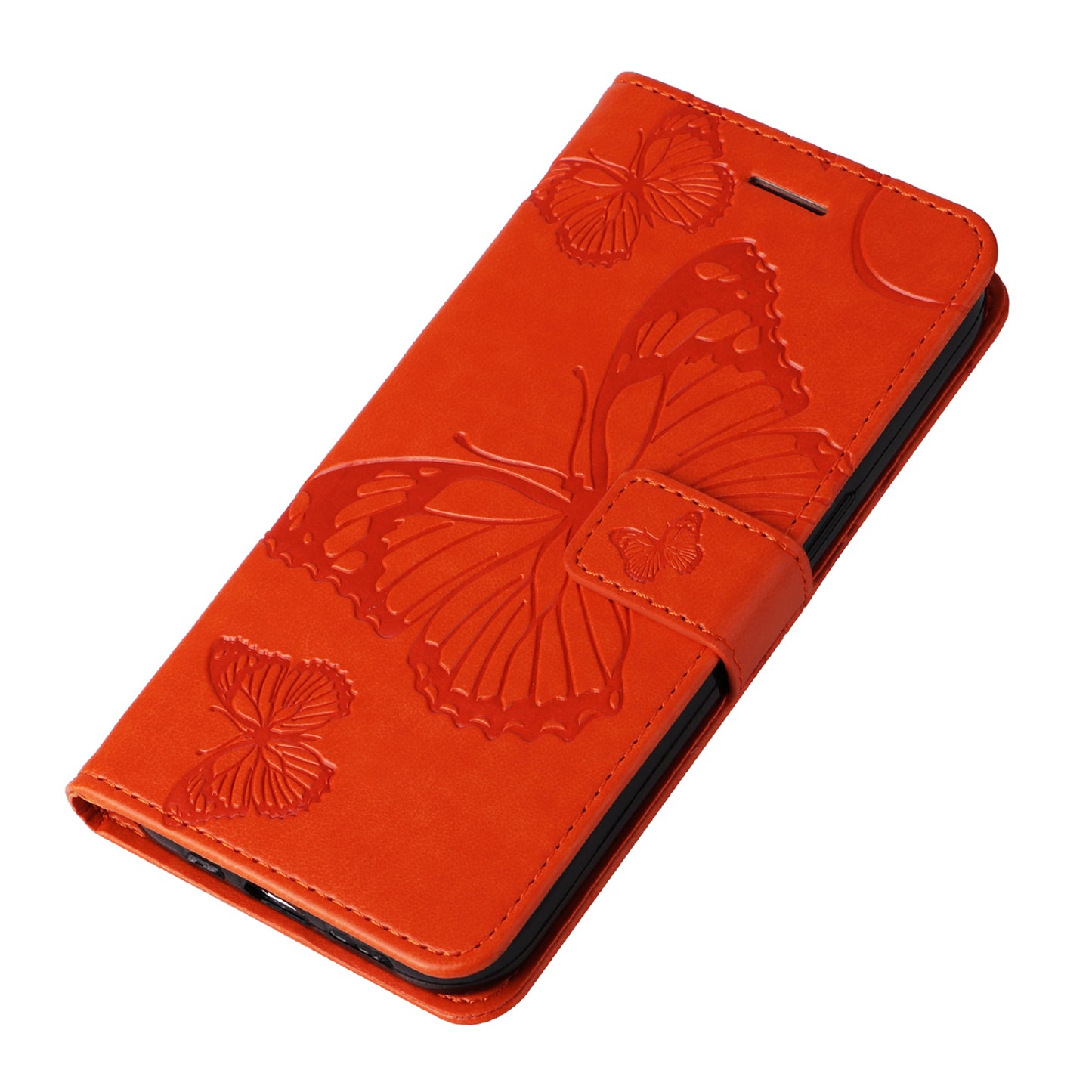 KT Imprinting Flower Series-2 For Samsung Galaxy S24 Ultra Case Butterfly Imprint Leather Phone Cover - Orange