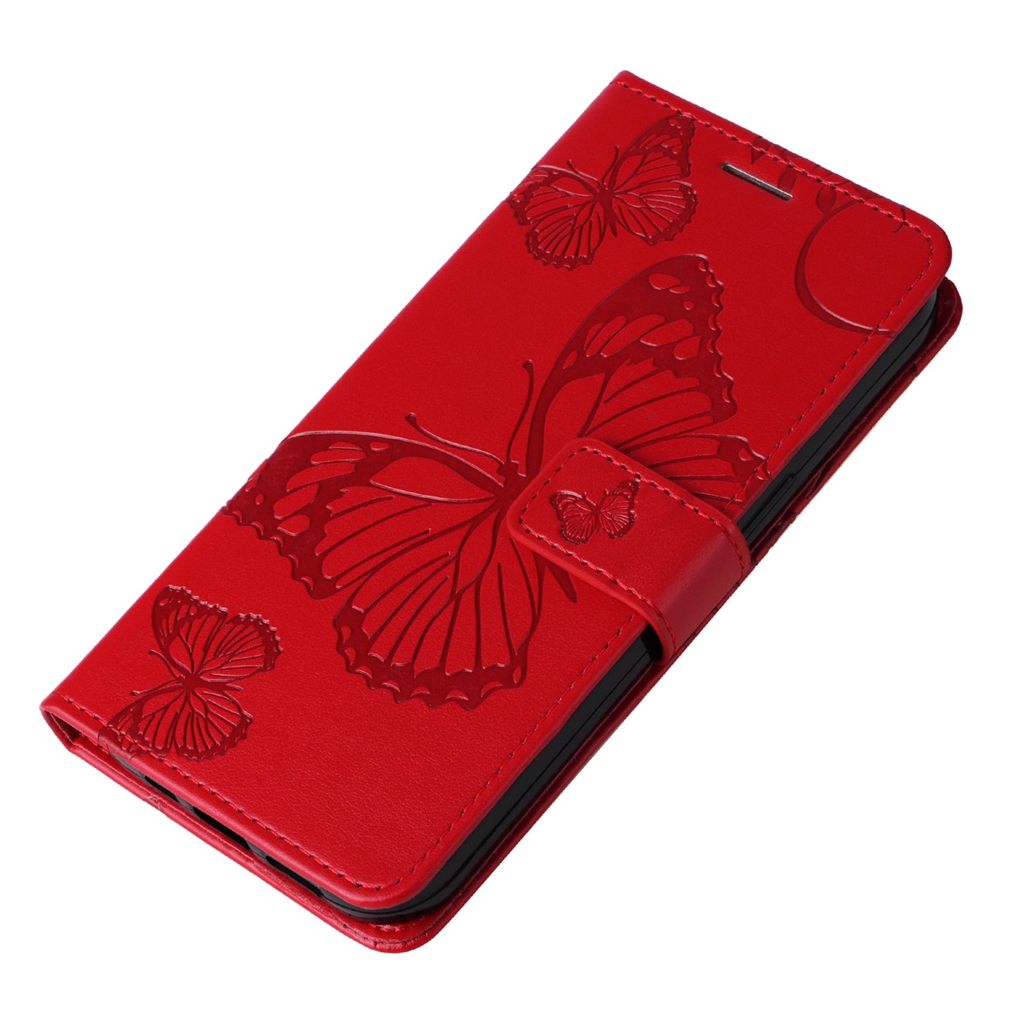 KT Imprinting Flower Series-2 For Samsung Galaxy S24 Ultra Case Butterfly Imprint Leather Phone Cover - Red