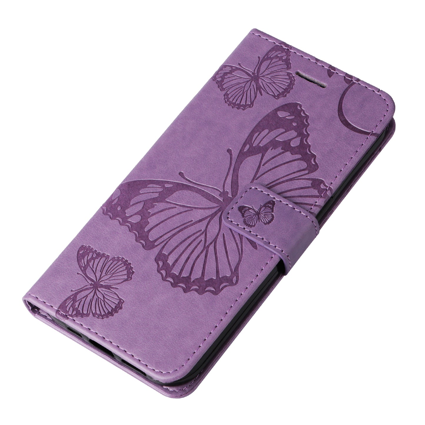 KT Imprinting Flower Series-2 For Samsung Galaxy S24 Ultra Case Butterfly Imprint Leather Phone Cover - Purple