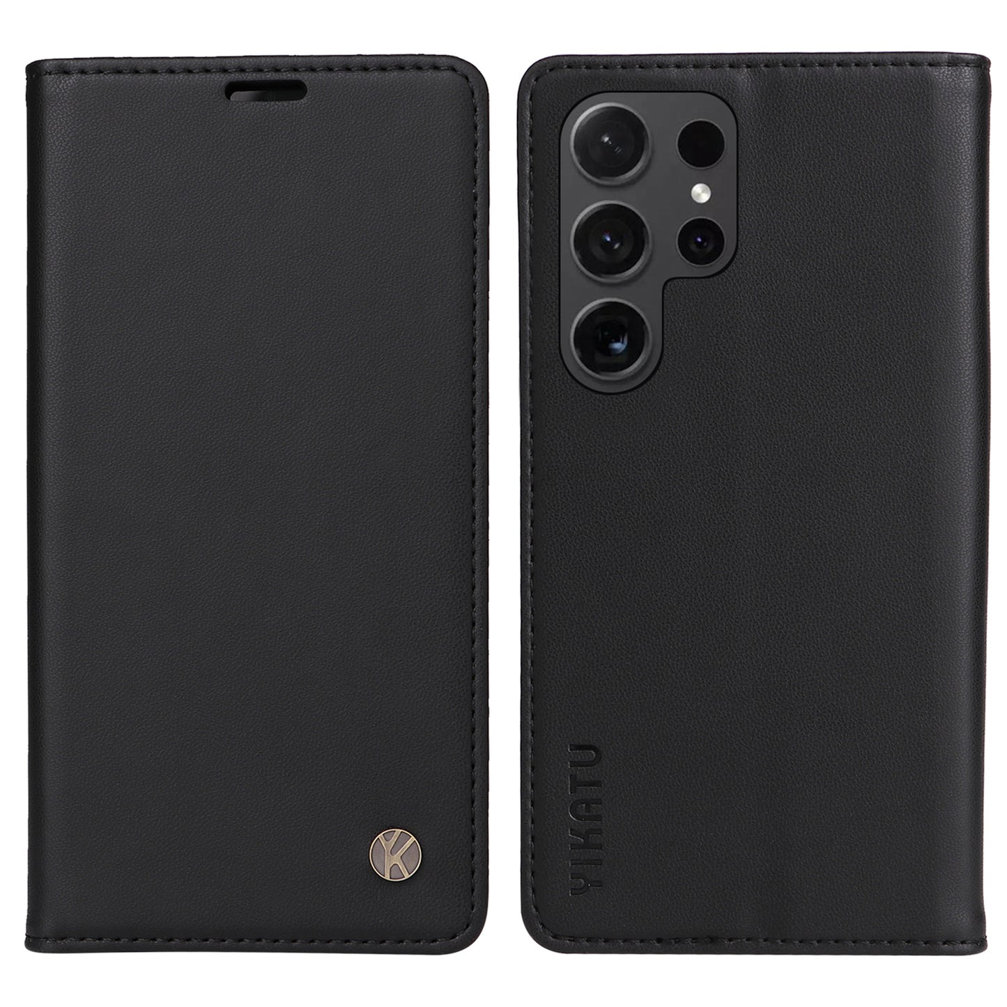 YIKATU YK-001 for Samsung Galaxy S24 Ultra Case PU Leather Magnetic Wallet Phone Cover - Black