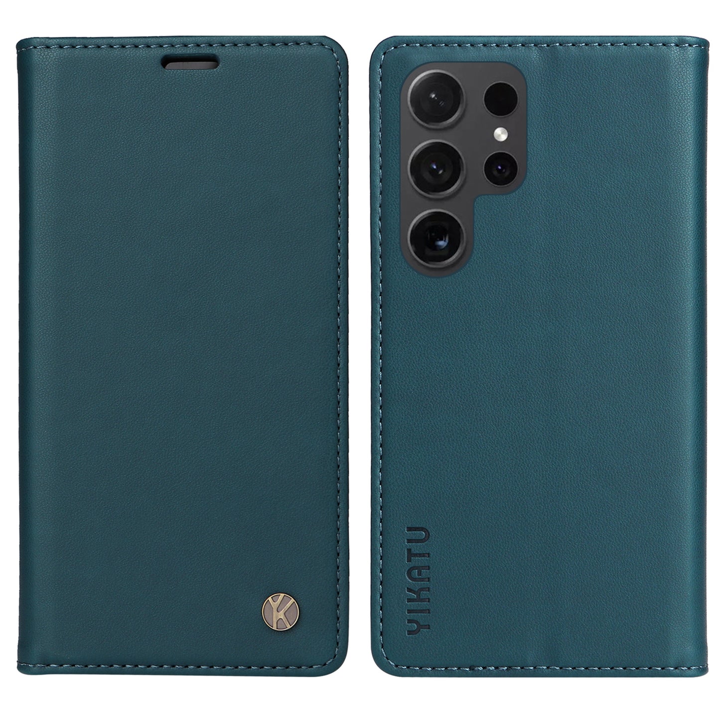 YIKATU YK-001 for Samsung Galaxy S24 Ultra Case PU Leather Magnetic Wallet Phone Cover - Green