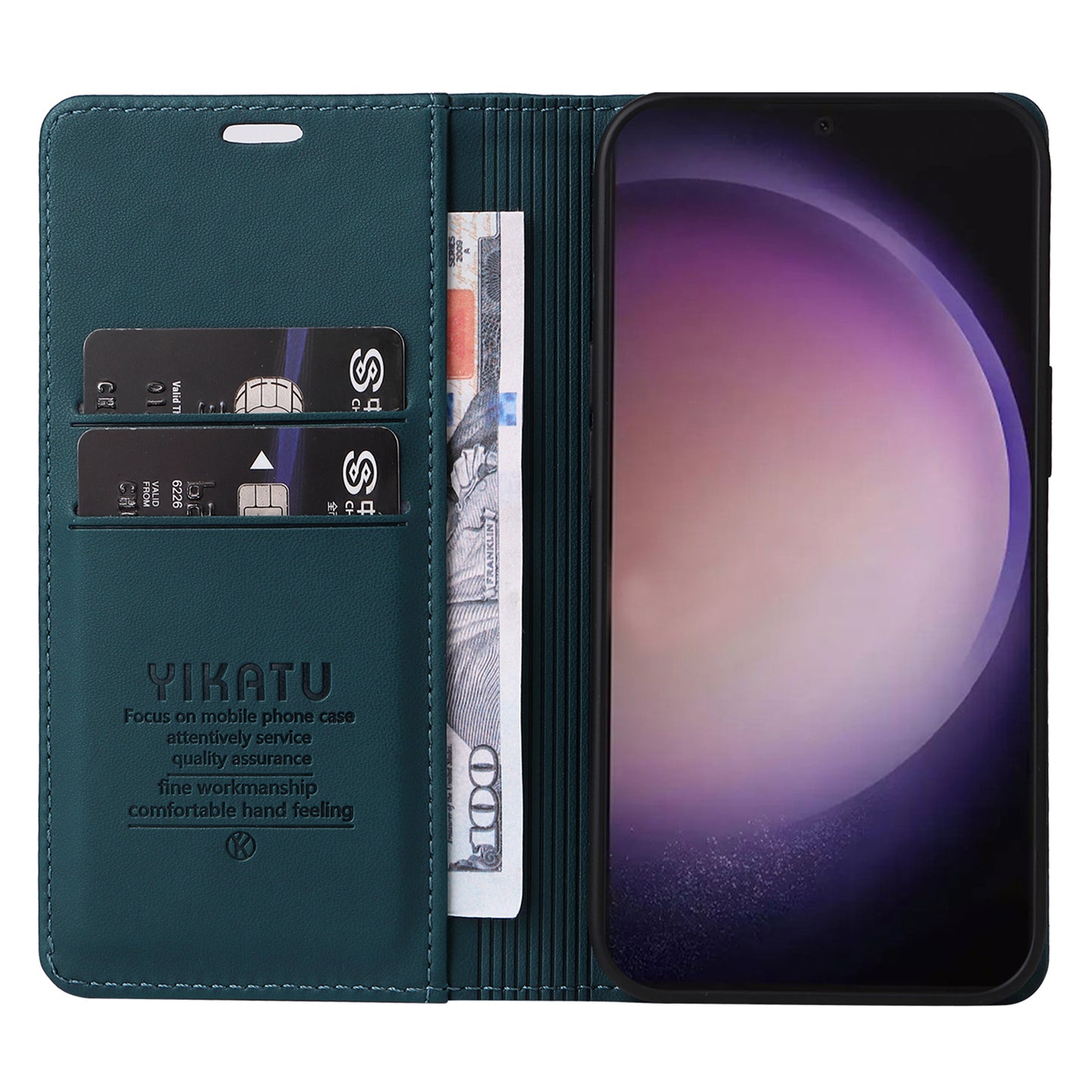 YIKATU YK-001 for Samsung Galaxy S24 Ultra Case PU Leather Magnetic Wallet Phone Cover - Green