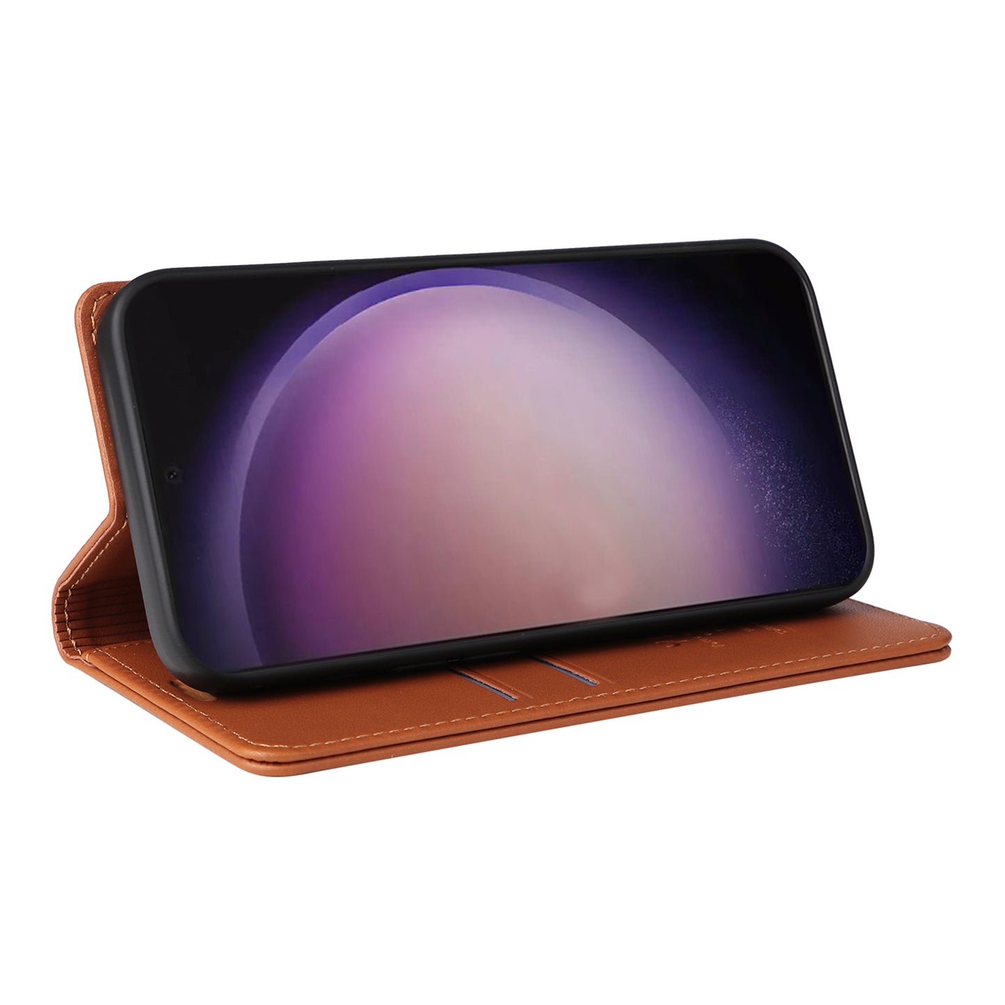 YIKATU YK-001 for Samsung Galaxy S24 Ultra Case PU Leather Magnetic Wallet Phone Cover - Brown