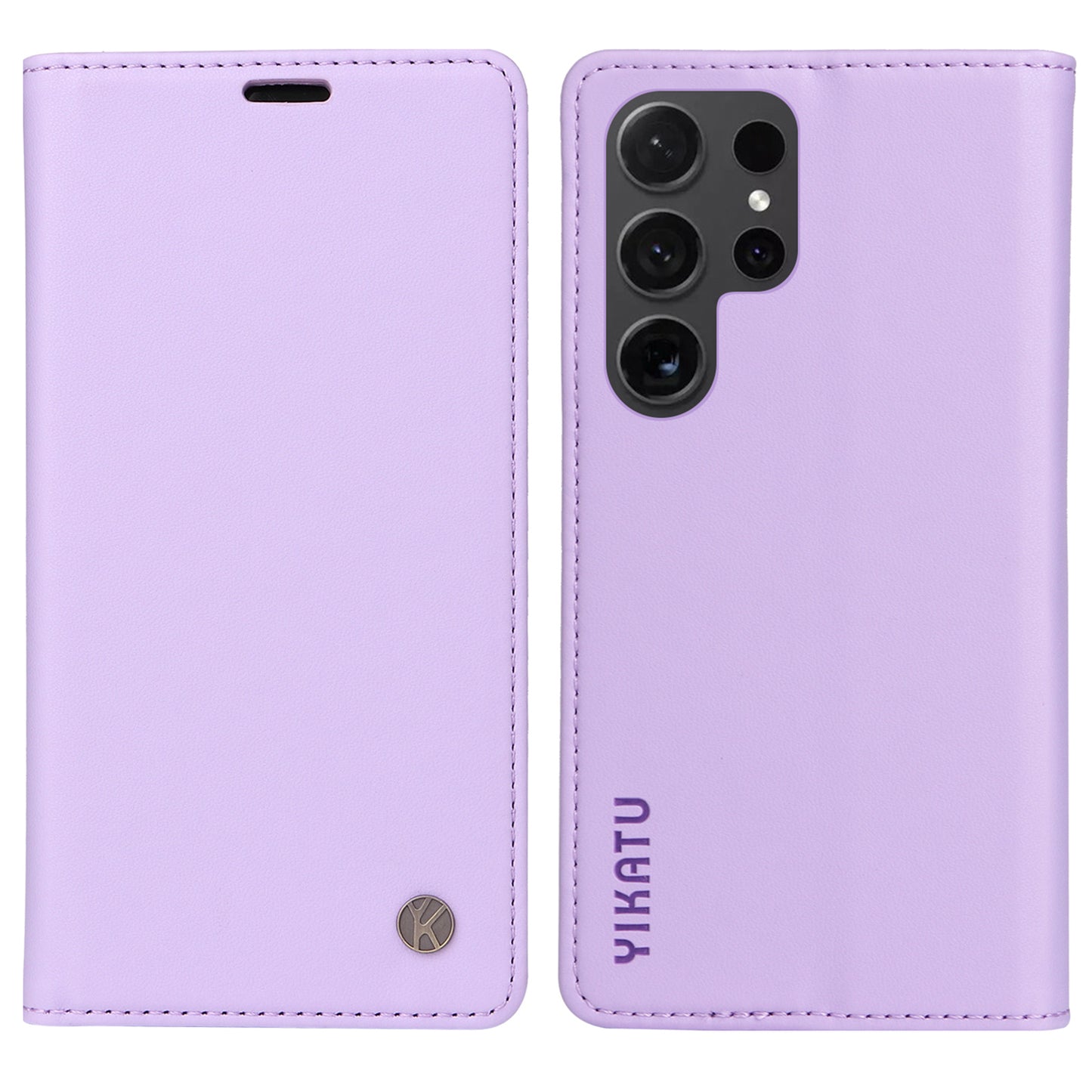 YIKATU YK-001 for Samsung Galaxy S24 Ultra Case PU Leather Magnetic Wallet Phone Cover - Light Purple