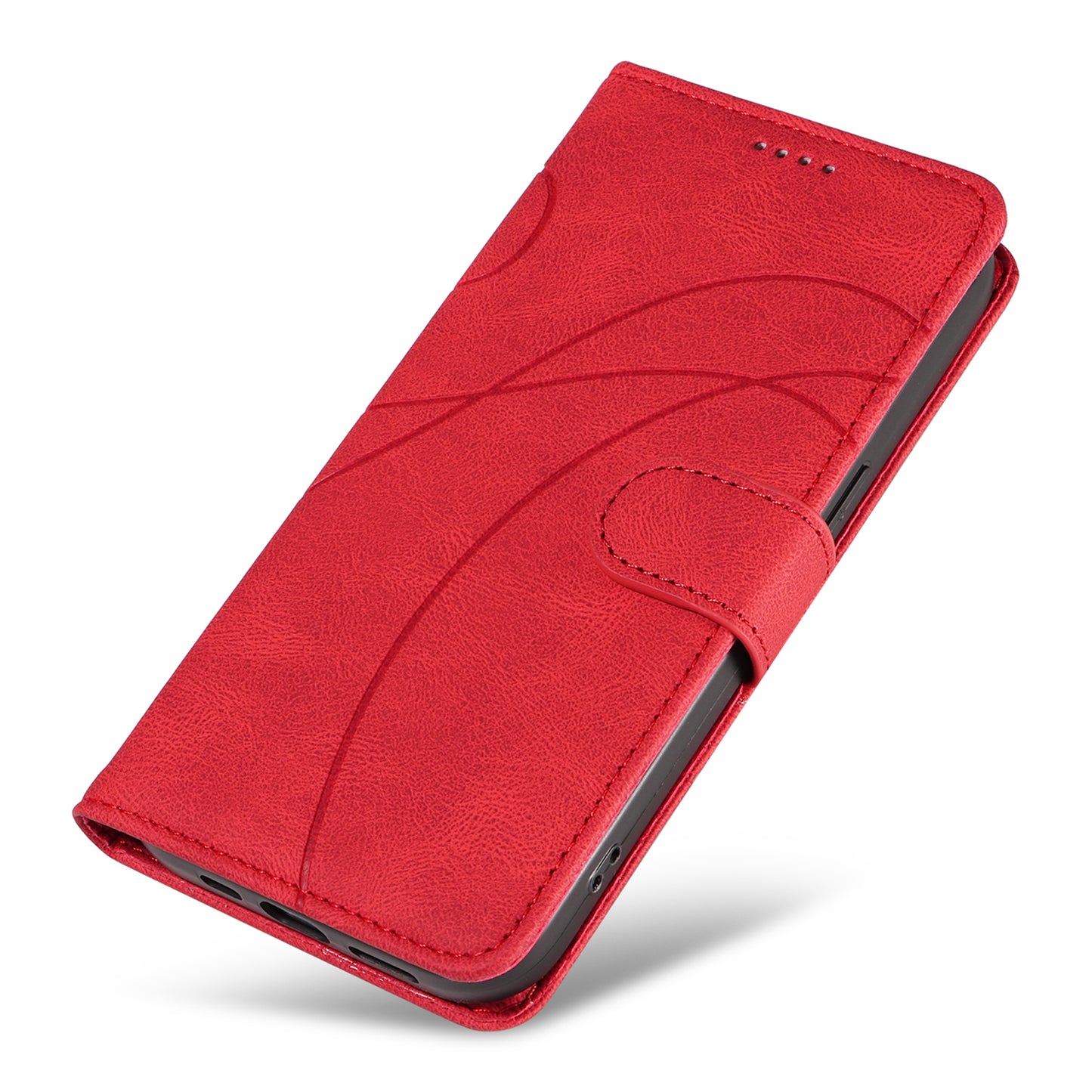 For Samsung Galaxy S24 Ultra Case PU Leather Imprinted Line Protective Phone Cover - Red