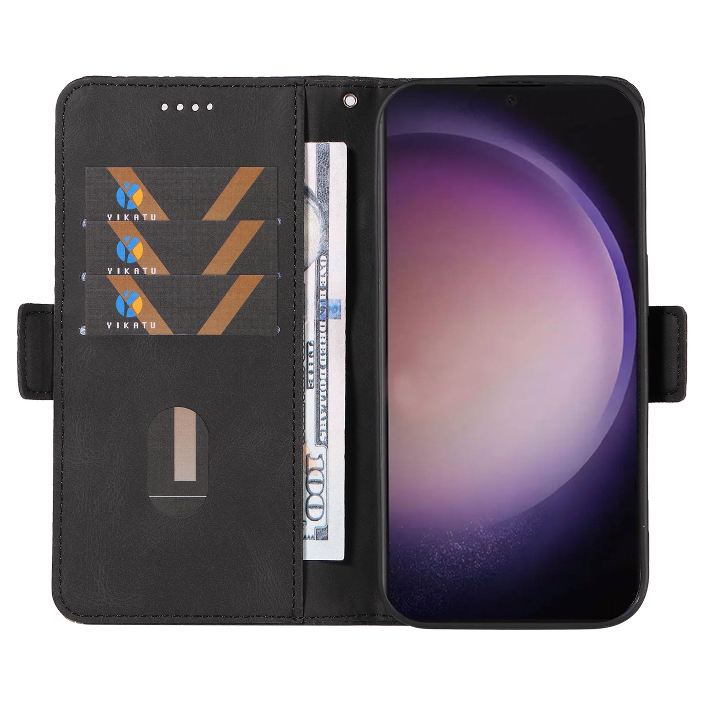 For Samsung Galaxy S24 Ultra Case Rhombus Imprinted Protective Leather Phone Cover - Black