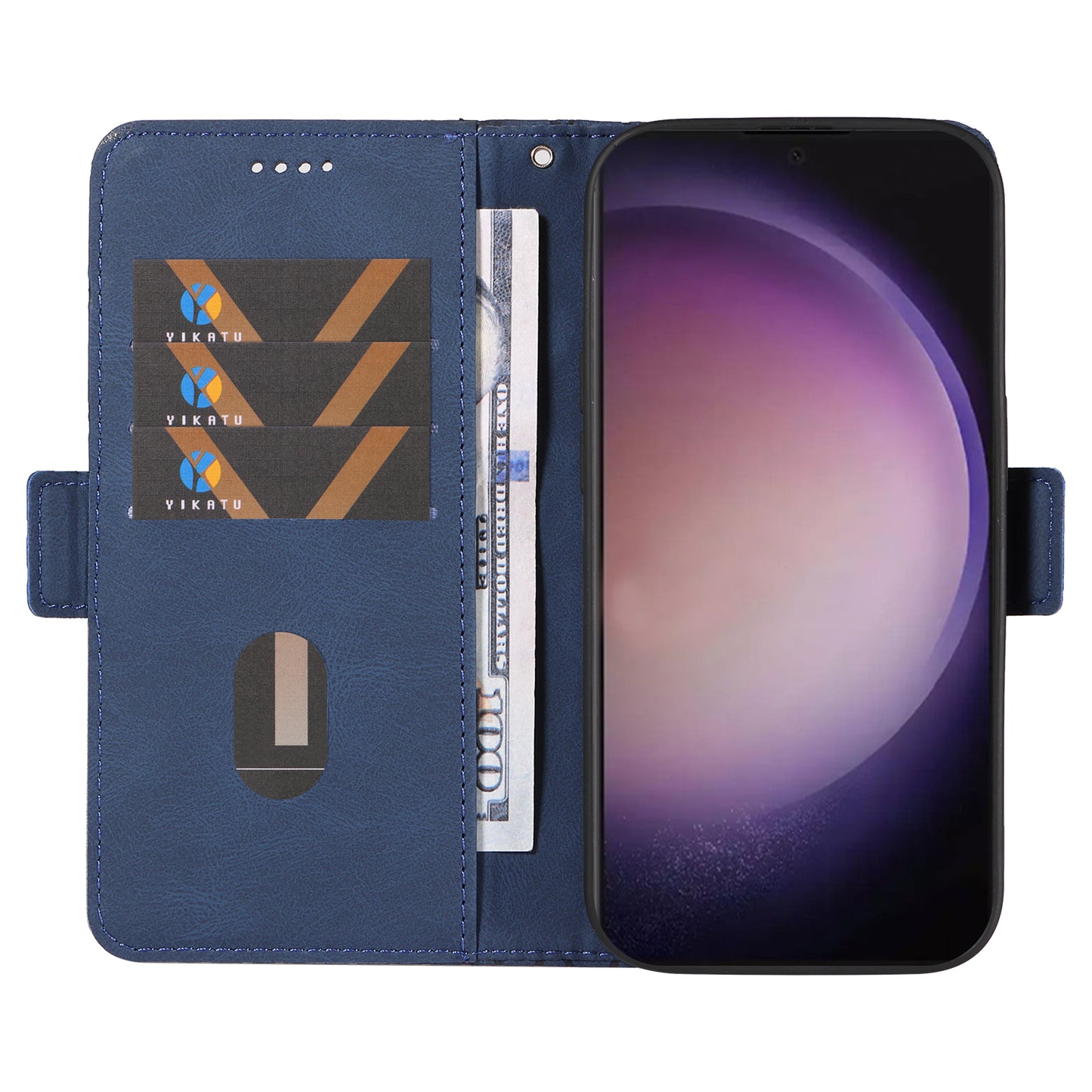 For Samsung Galaxy S24 Ultra Case Rhombus Imprinted Protective Leather Phone Cover - Blue