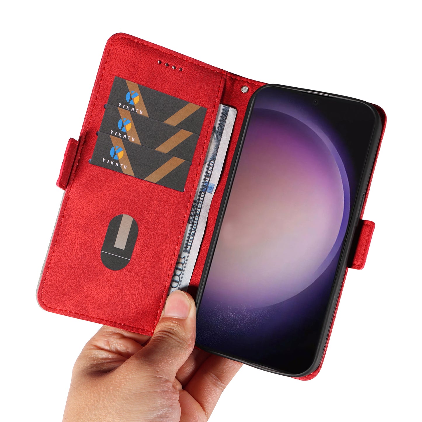 For Samsung Galaxy S24 Ultra Case Rhombus Imprinted Protective Leather Phone Cover - Red