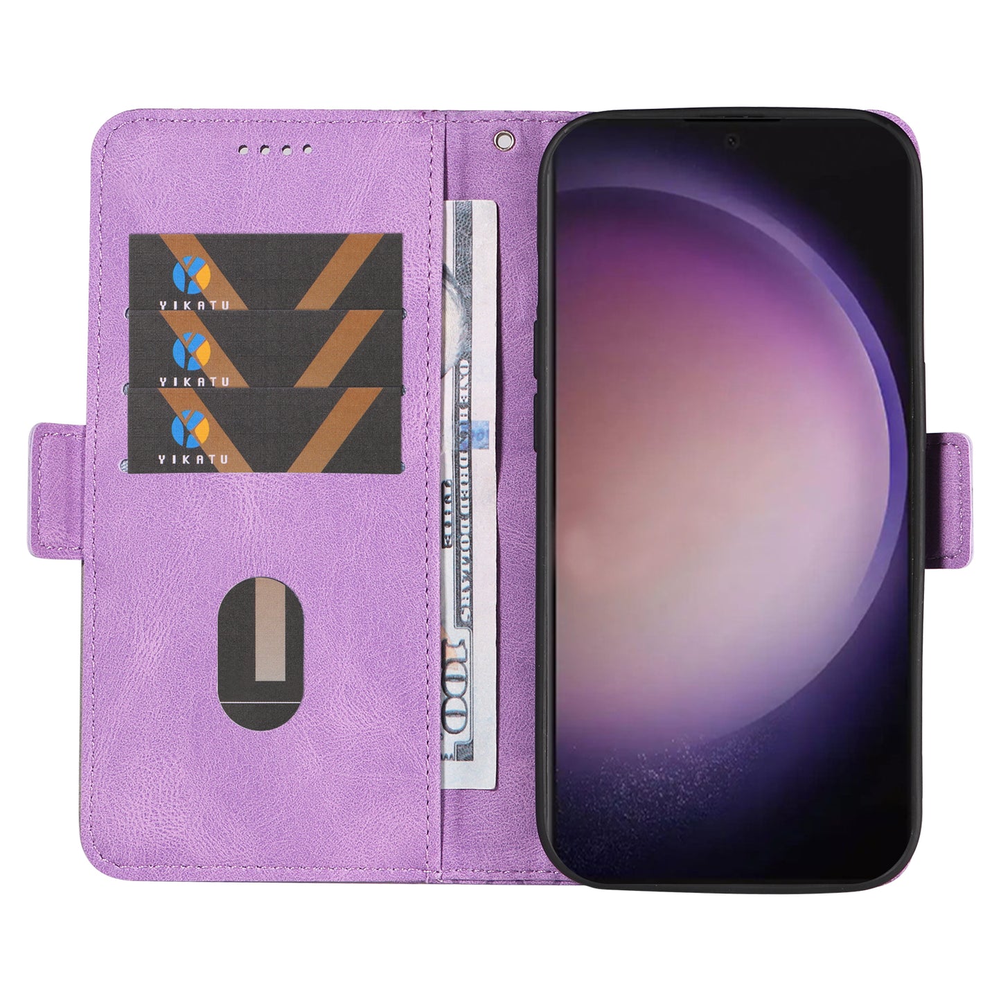 For Samsung Galaxy S24 Ultra Case Rhombus Imprinted Protective Leather Phone Cover - Light Purple