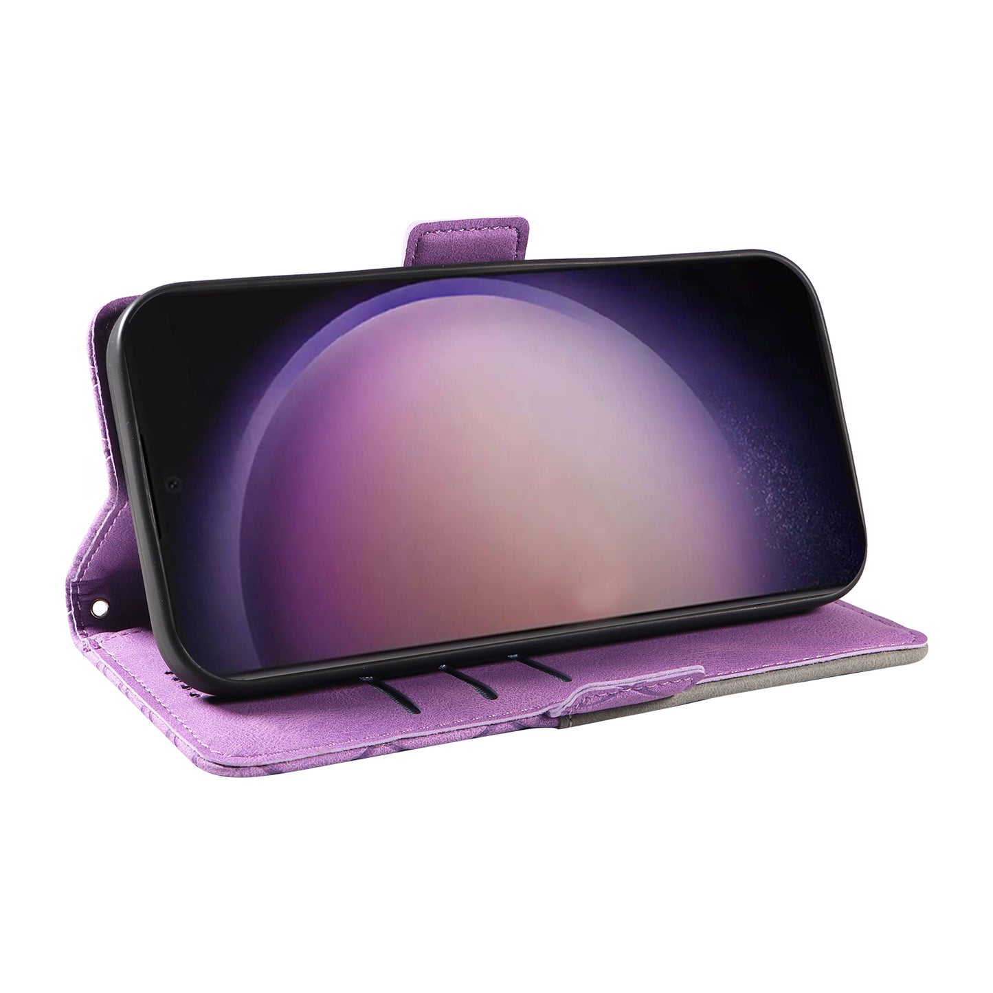 For Samsung Galaxy S24 Ultra Case Rhombus Imprinted Protective Leather Phone Cover - Light Purple
