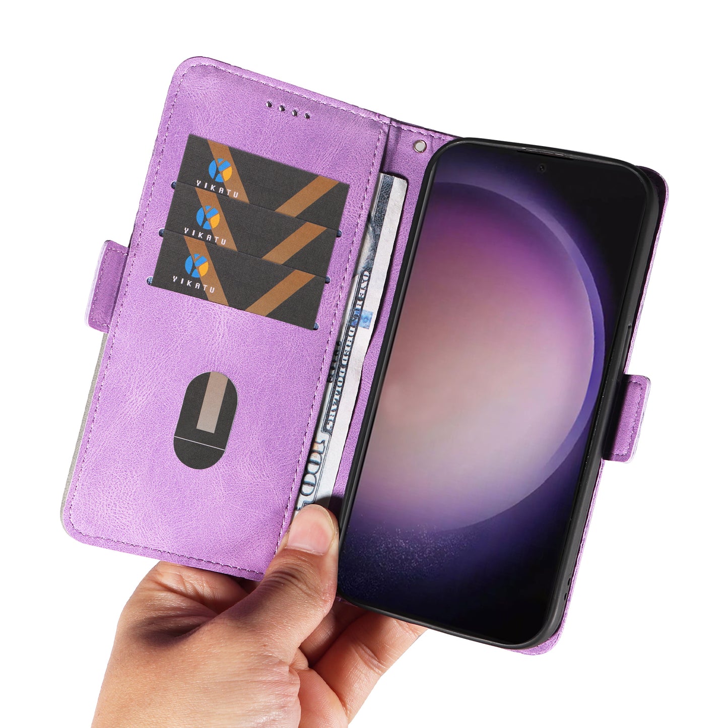 For Samsung Galaxy S24 Ultra Case Rhombus Imprinted Protective Leather Phone Cover - Light Purple