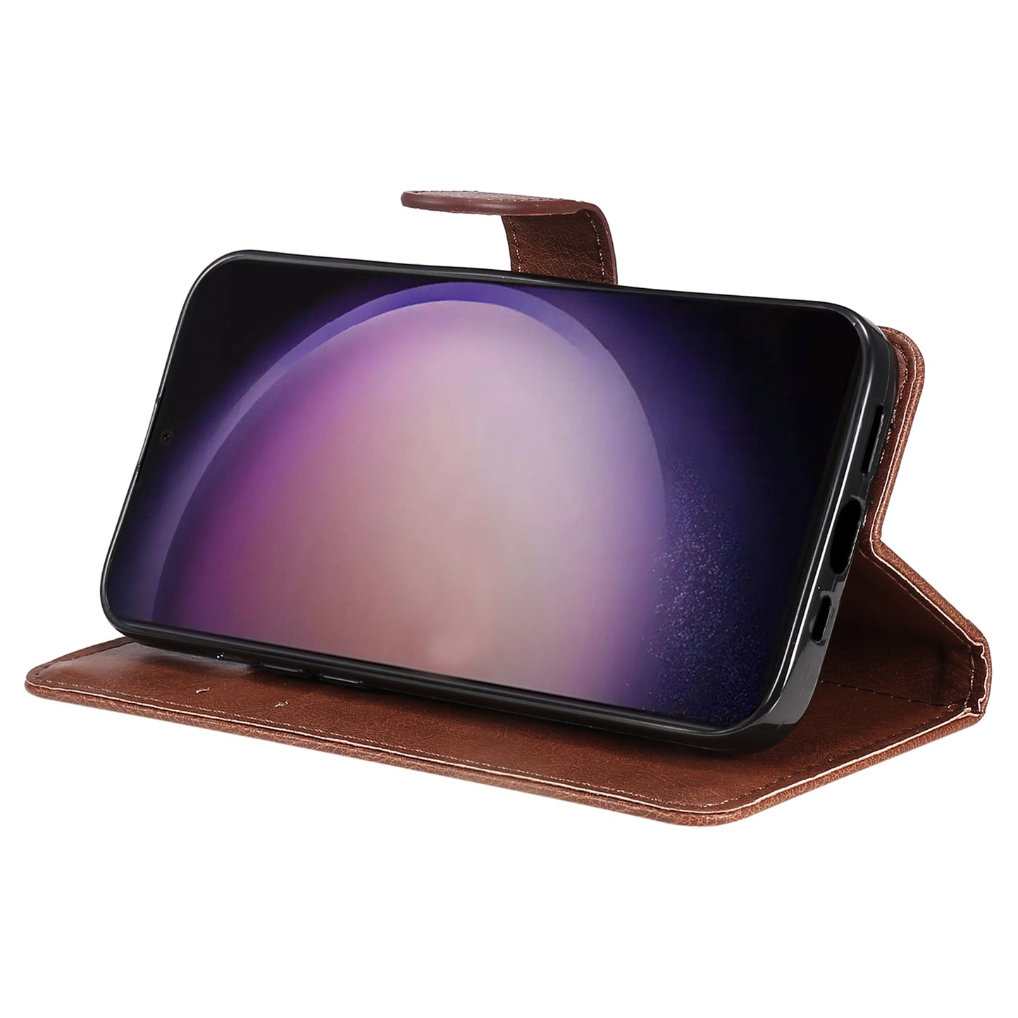 KT Leather Series-2 for Samsung Galaxy S24 Ultra Case Solid Color Anti-Drop Leather Phone Cover - Brown