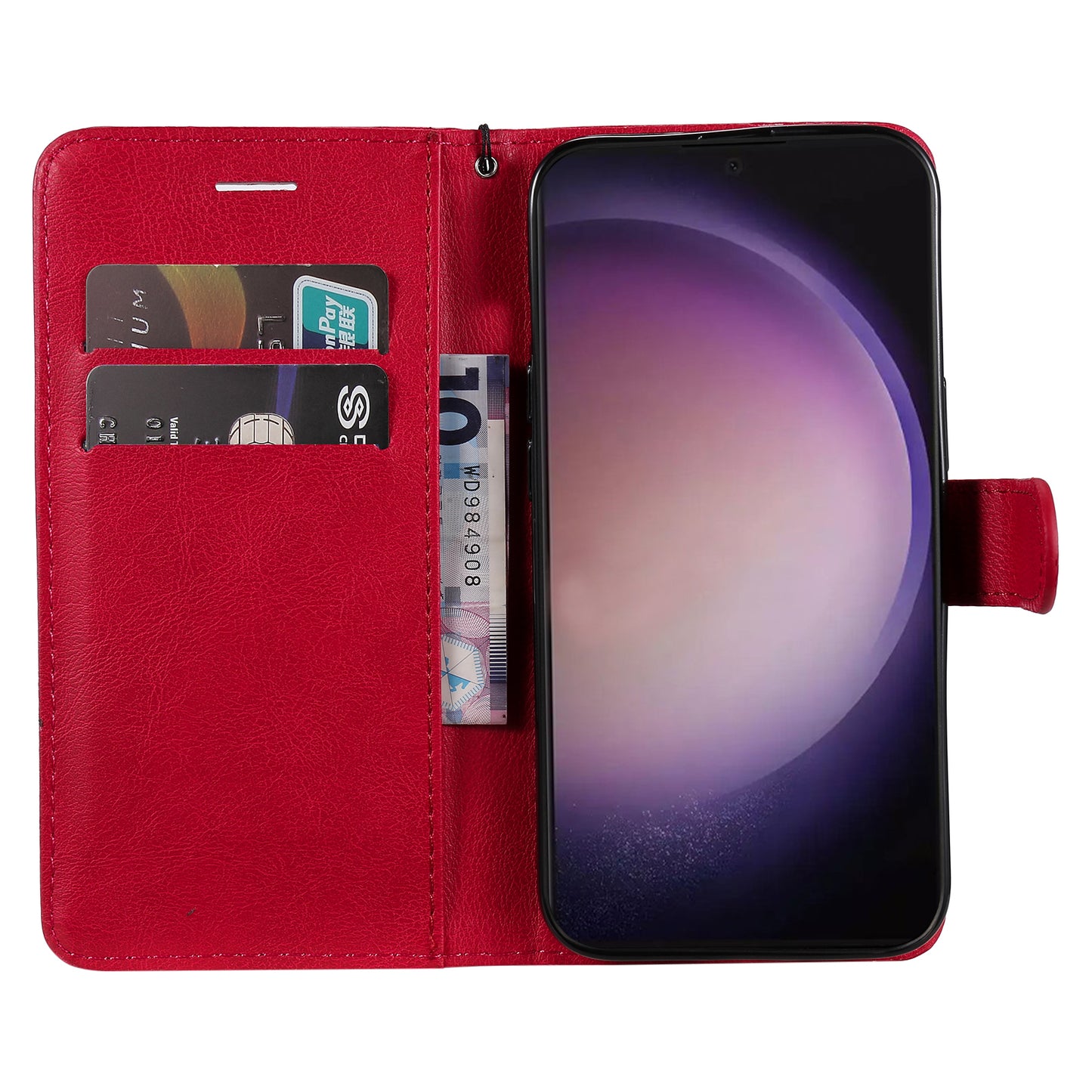 KT Leather Series-2 for Samsung Galaxy S24 Ultra Case Solid Color Anti-Drop Leather Phone Cover - Red