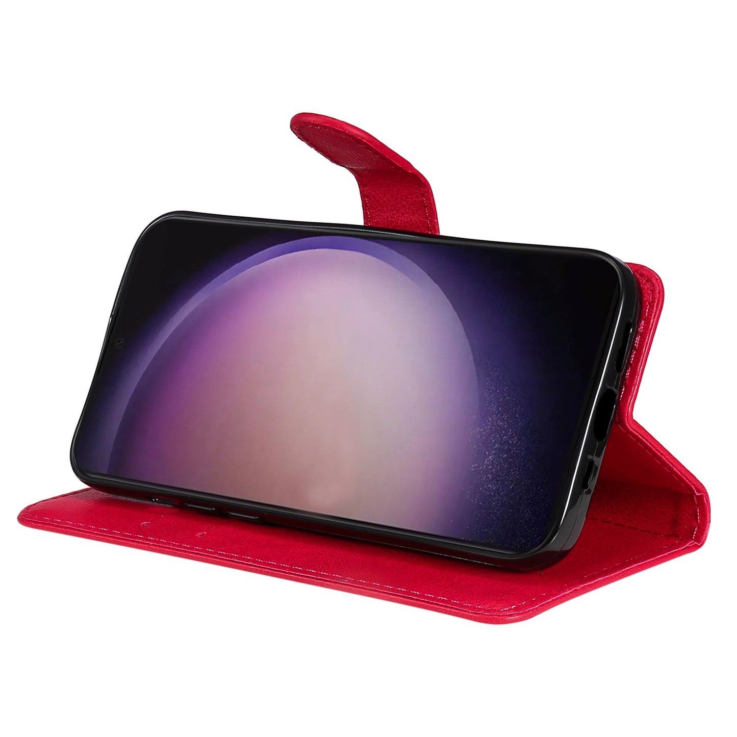 KT Leather Series-2 for Samsung Galaxy S24 Ultra Case Solid Color Anti-Drop Leather Phone Cover - Red